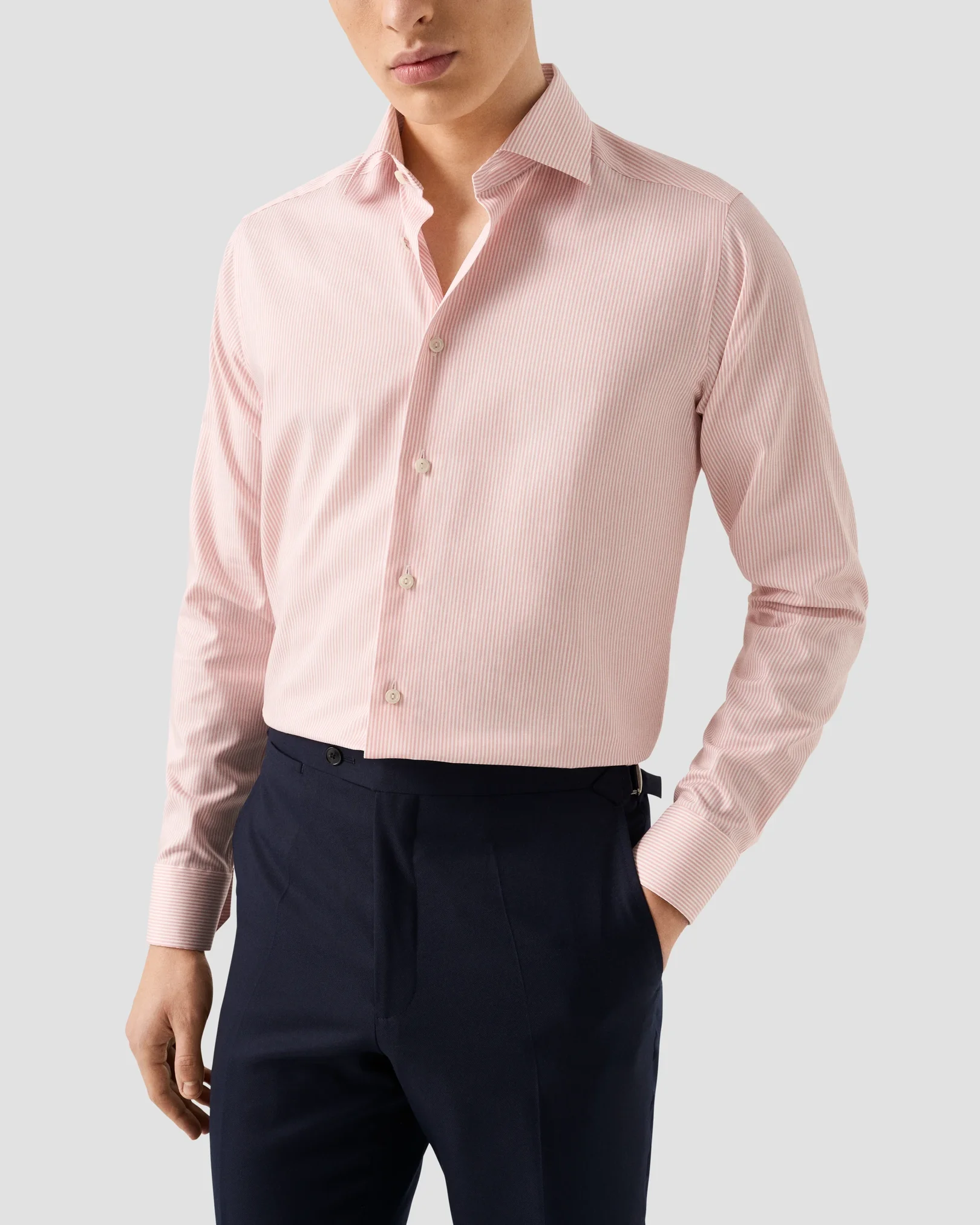 Eton - pink bengal striped cotton tencel tm lyocell shirt