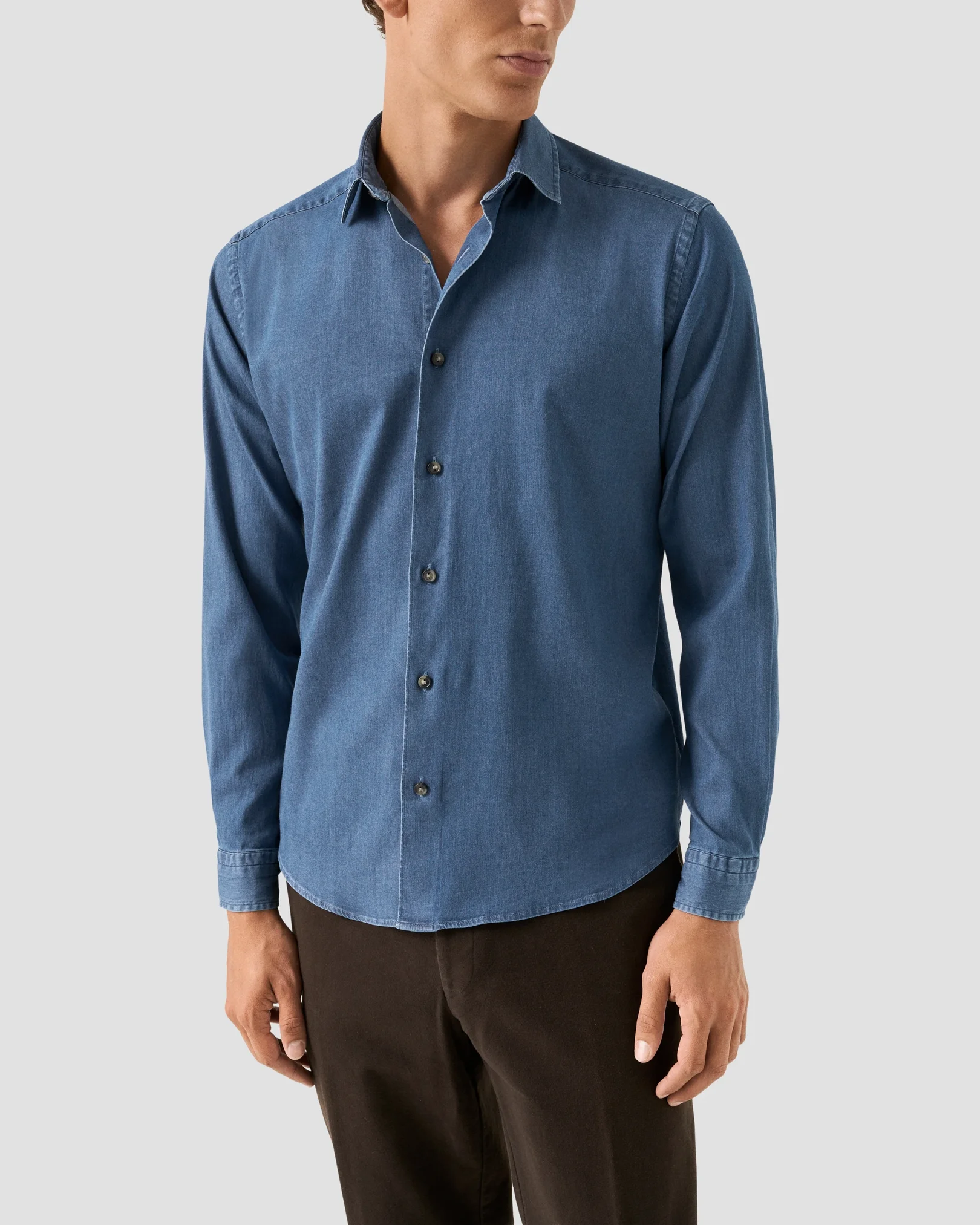 Eton - dark wash denim stretch shirt