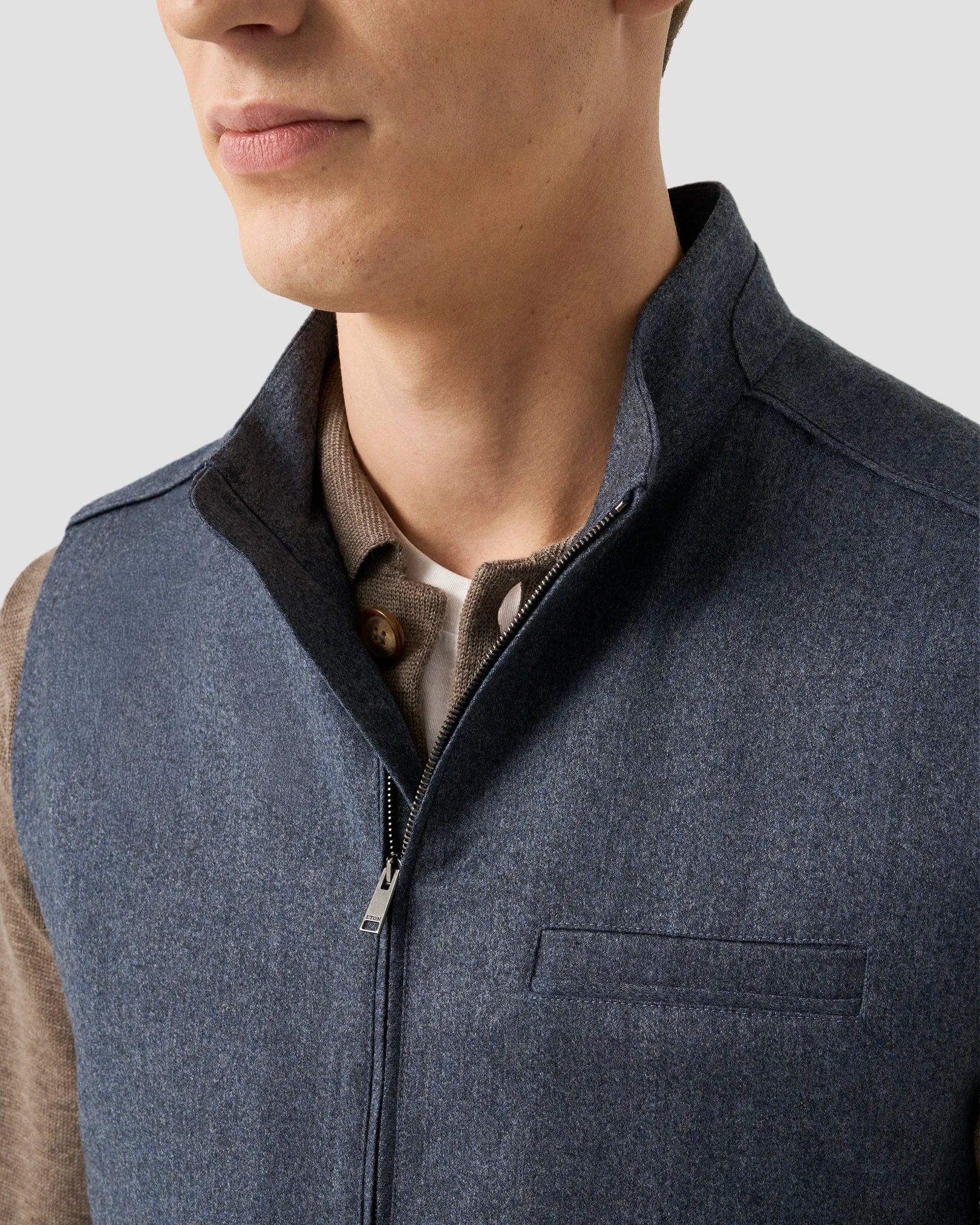 Eton - Solid Wool Flannel Vest