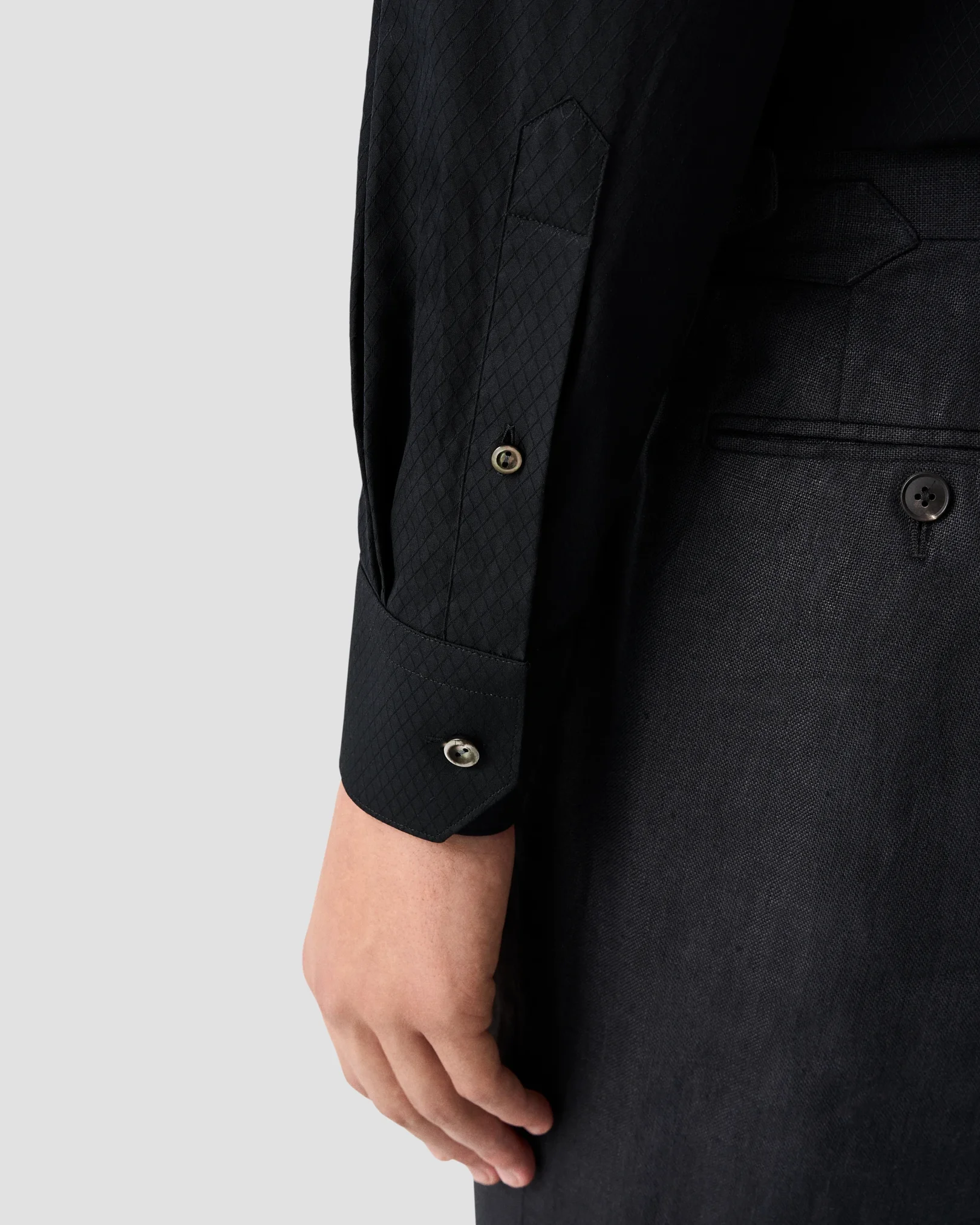 Eton - black check evening shirt