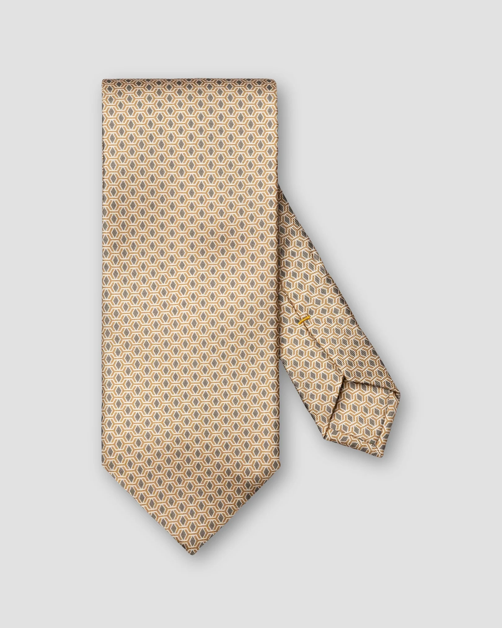 Eton - beige geometrical printed silk tie