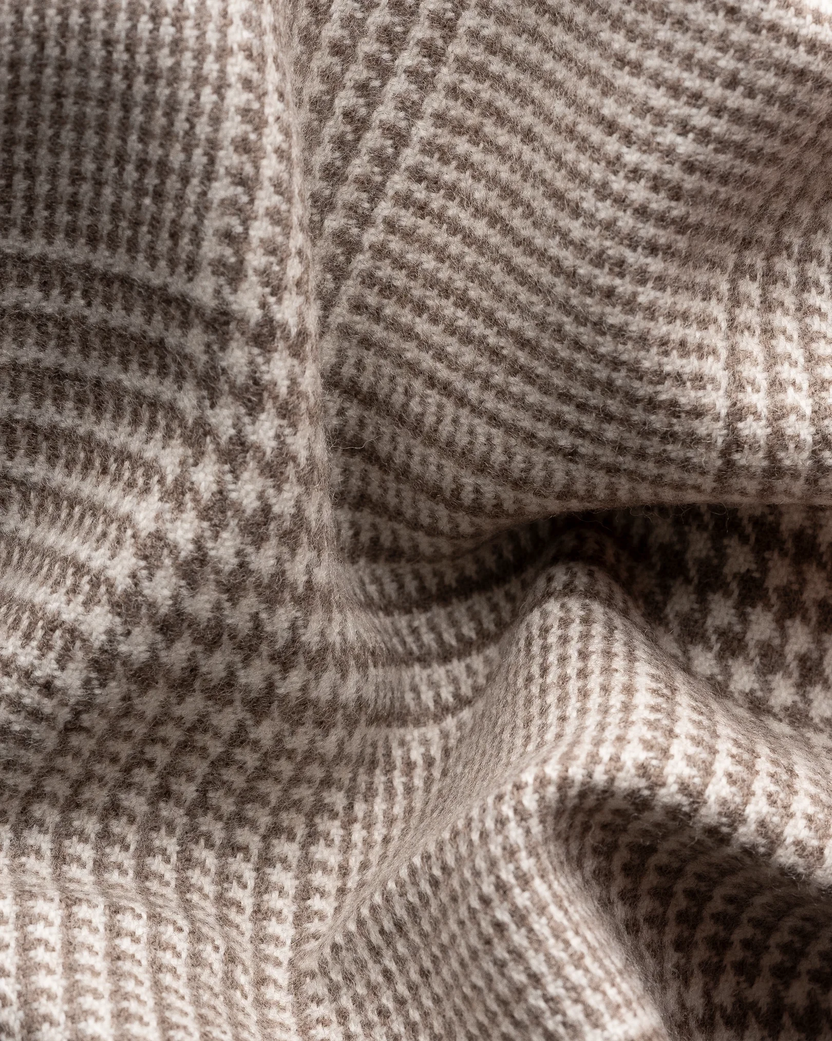 Beige Prince Of Wales Merino Wool Scarf