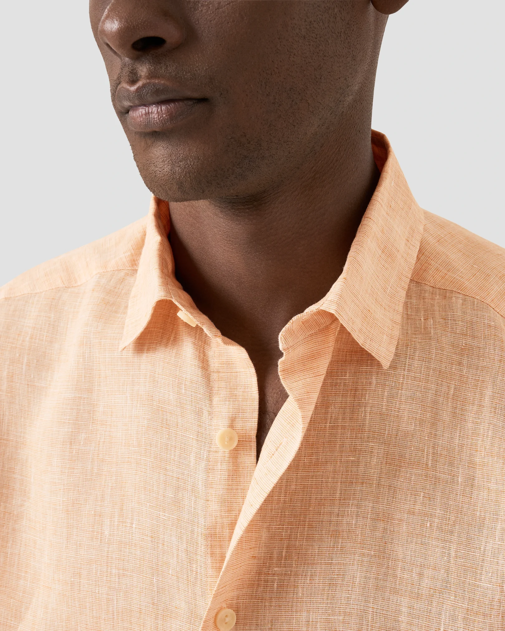 Eton - orange solid linen short sleeve shirt