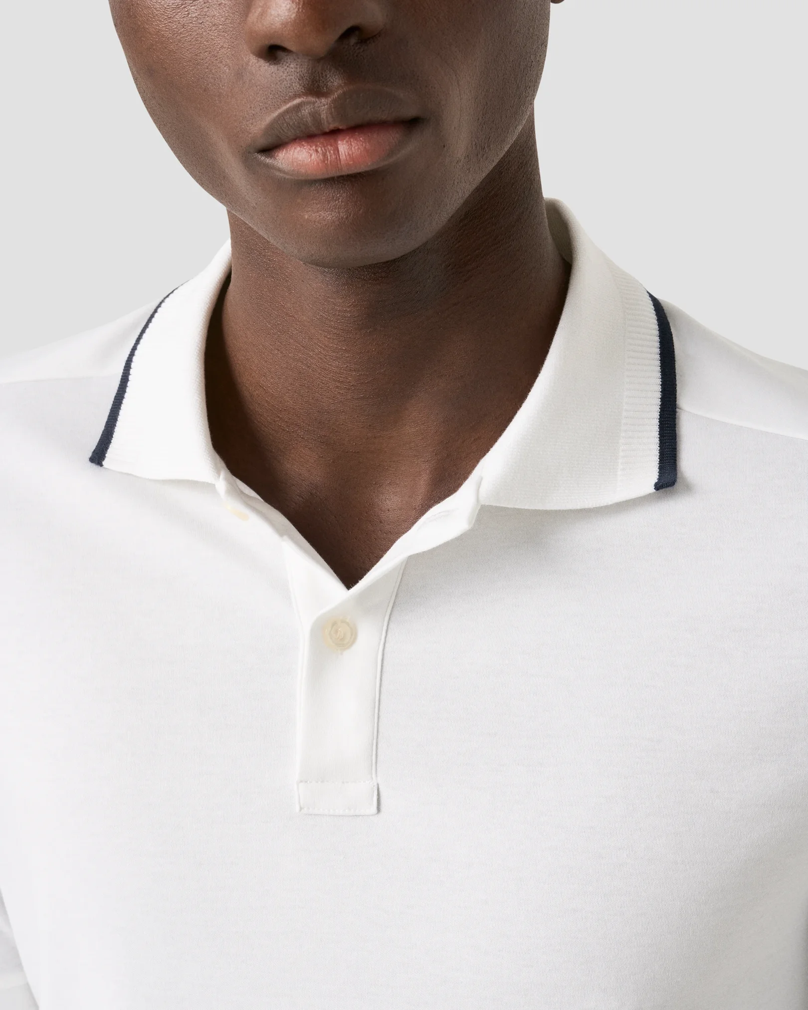 Eton - white cotton interlock polo shirt