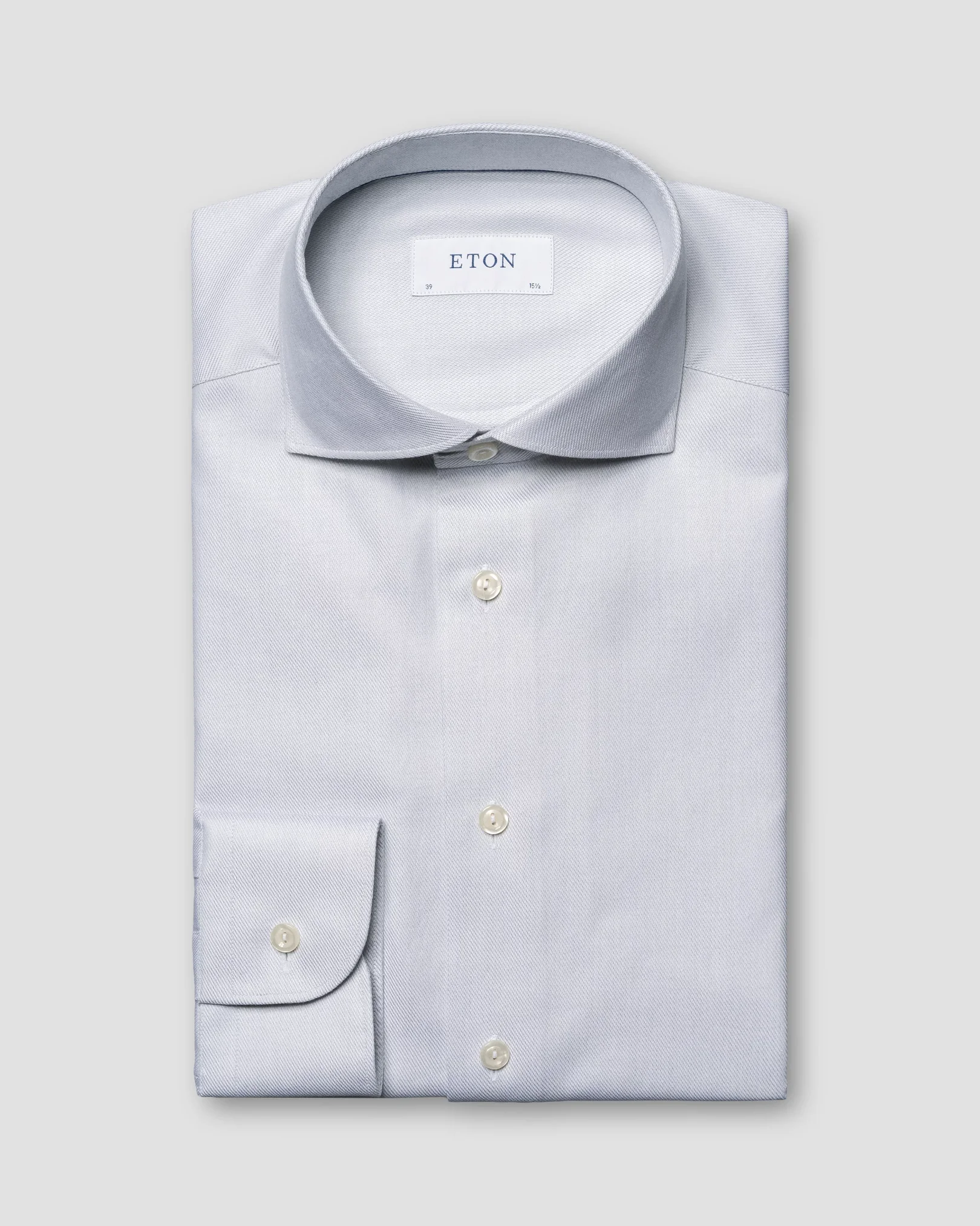 Eton - Light grey Melange Semi Solid Fine Twill Shirt