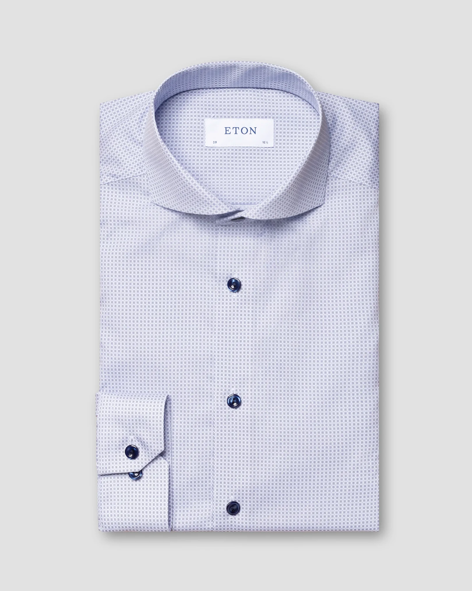 Eton - blue micro print shirt extreme cut away single super slim