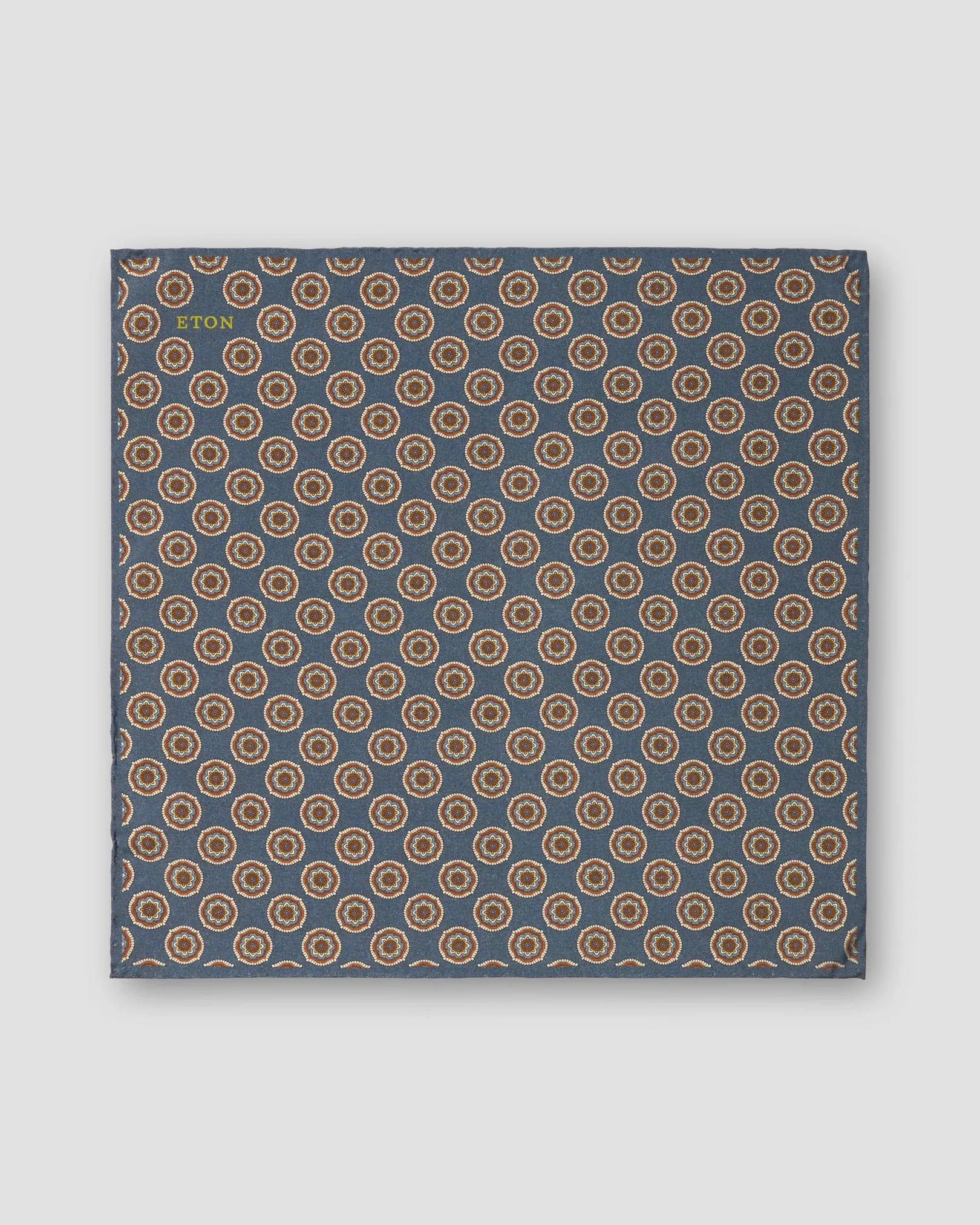 Eton - blue geometric print fuji silk pocket square