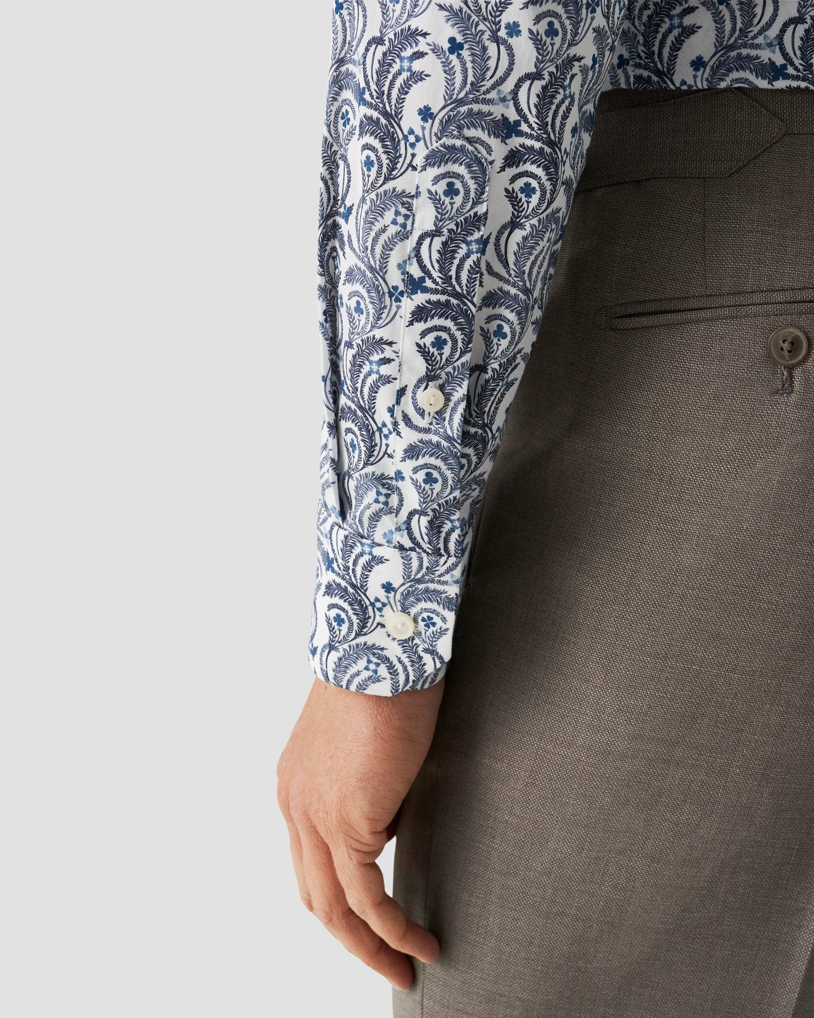 Eton - light blue twill floral paisley print