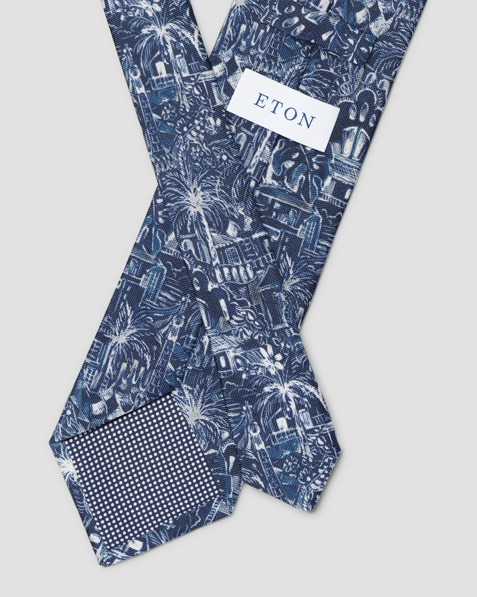 Eton - dark blue motif print silktie