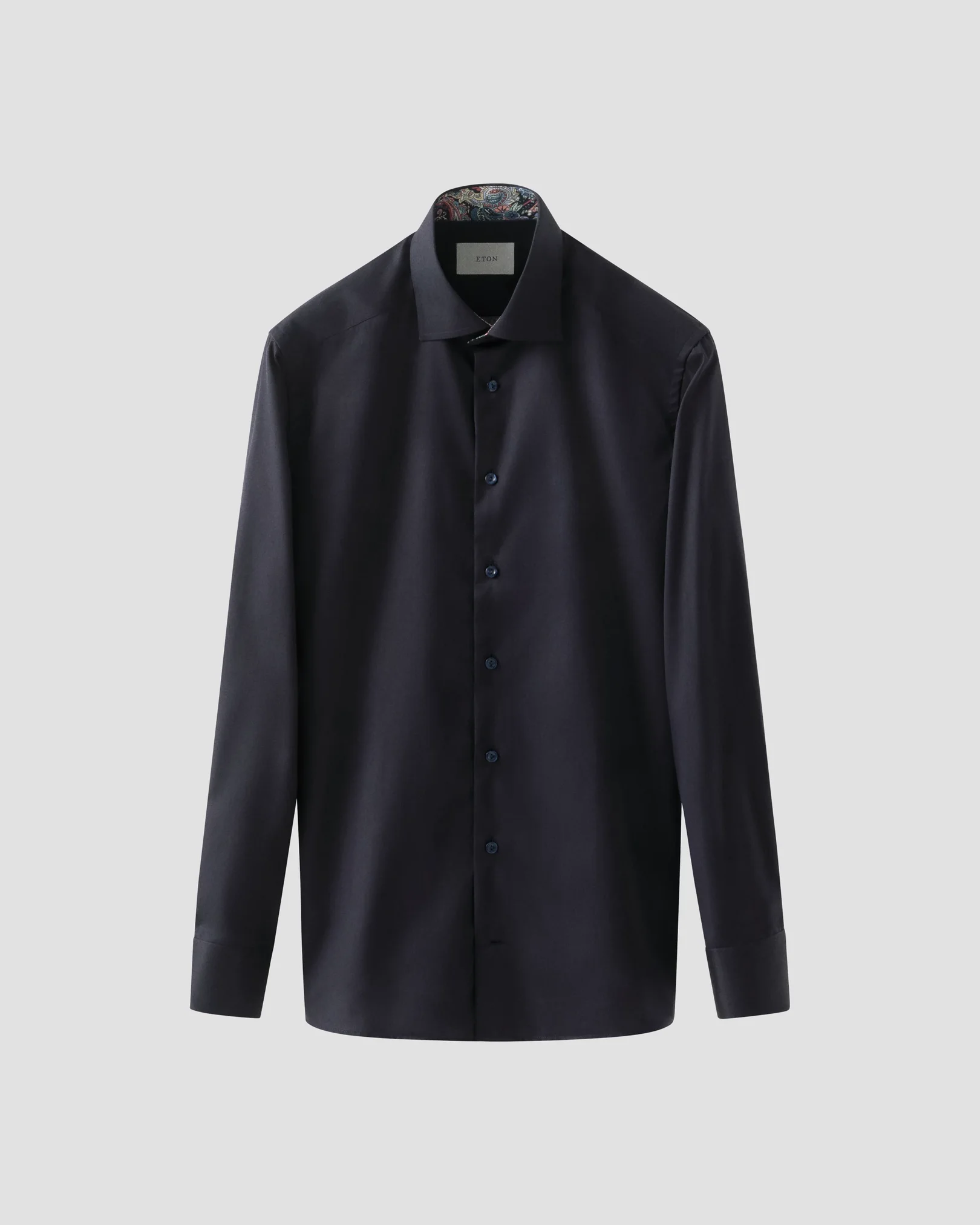 Eton - navy blue solid signature twill paisley effect shirt
