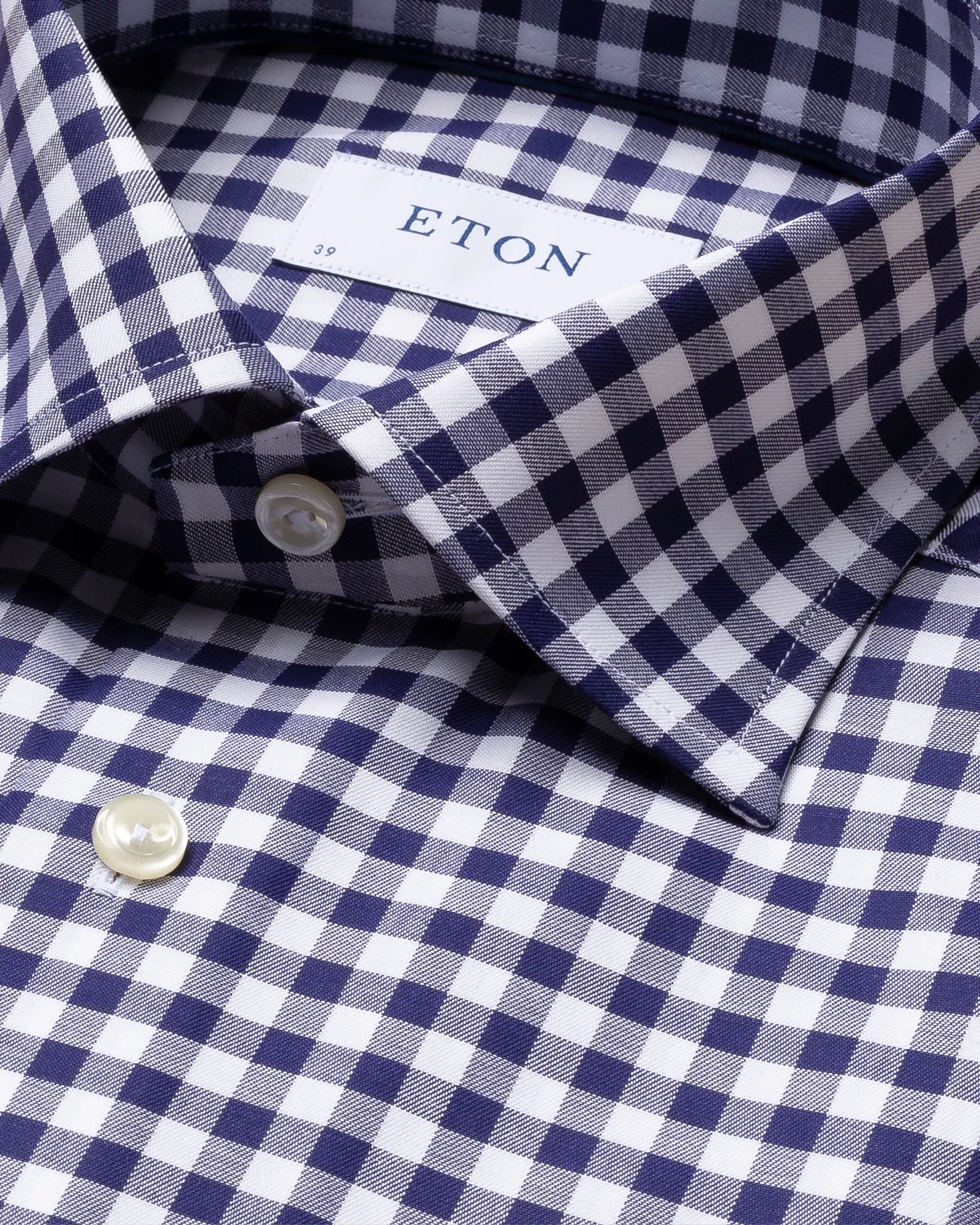 Eton - navy gingham check shirt