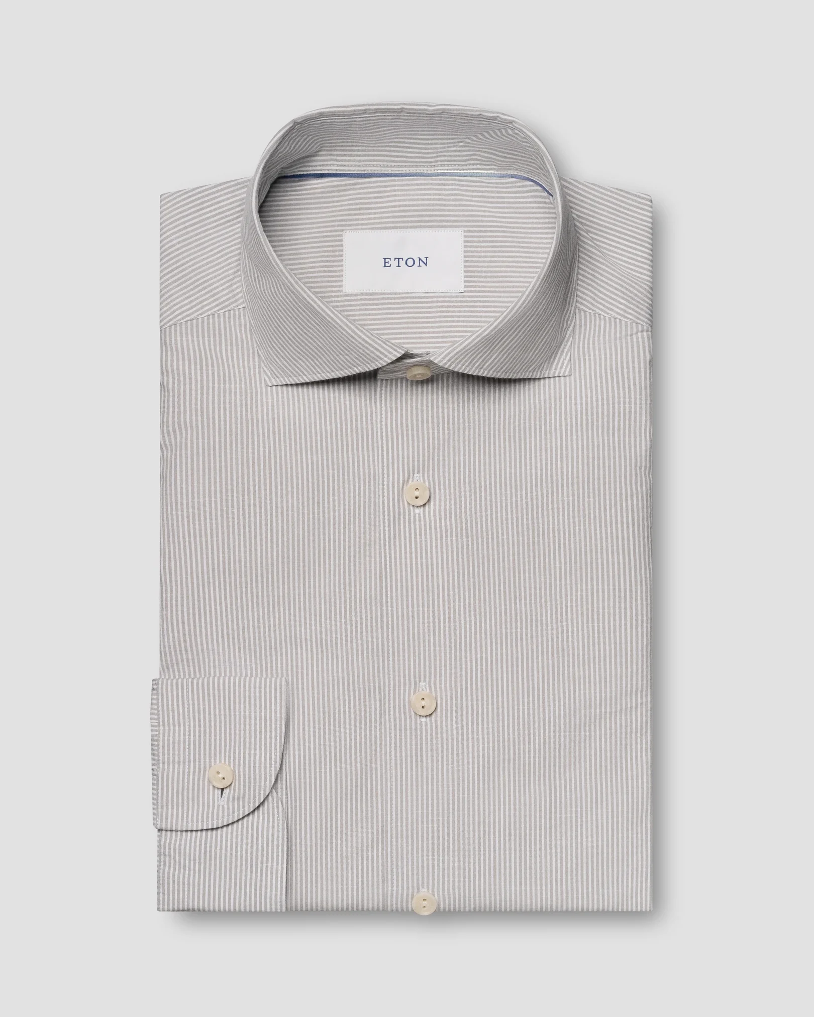 Eton - beige striped chambray shirt