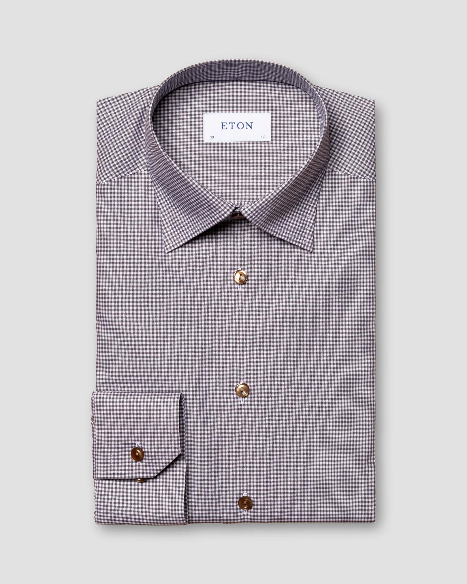 Eton - gray checked fine twill shirt