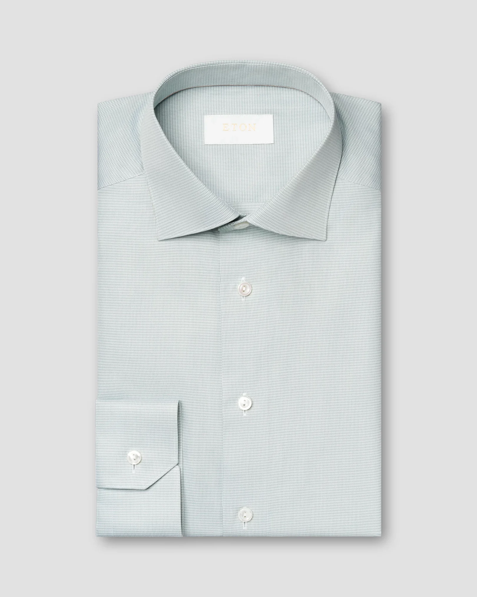 Eton - checked mid green elevated supima shirt