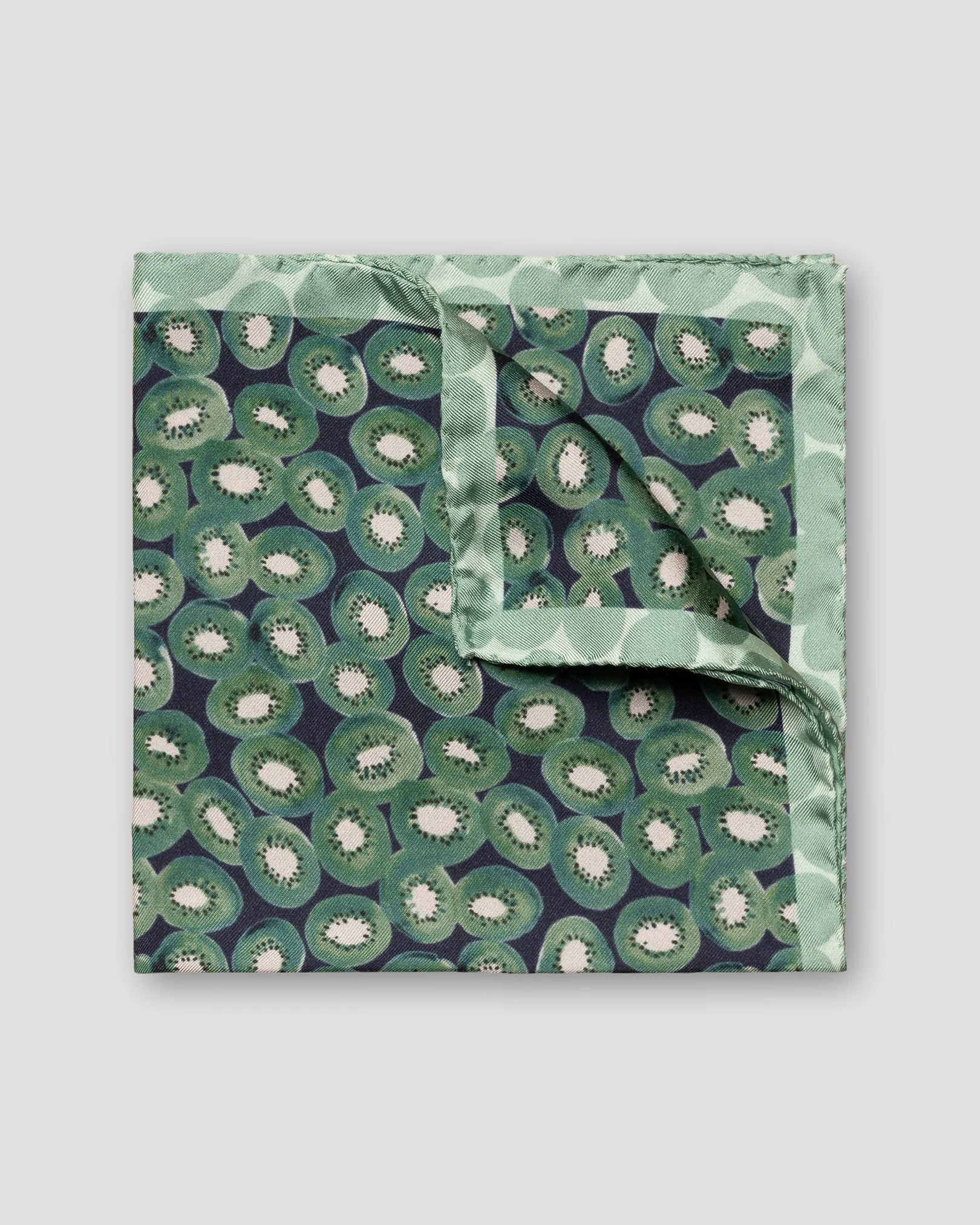 Eton - Dark Green Kiwi Print Silk Pocket Square