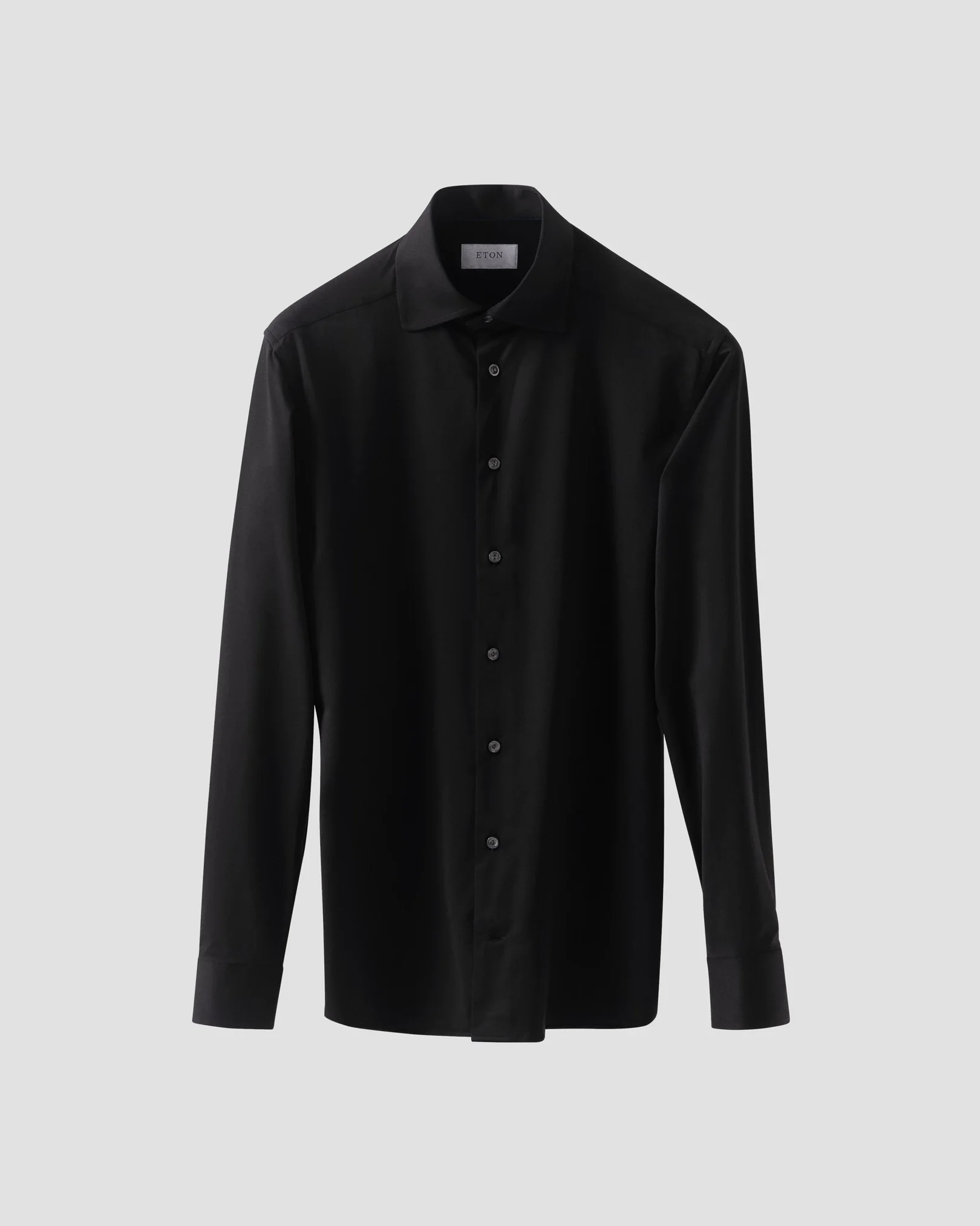 Eton - black semi solid four way stretch shirt