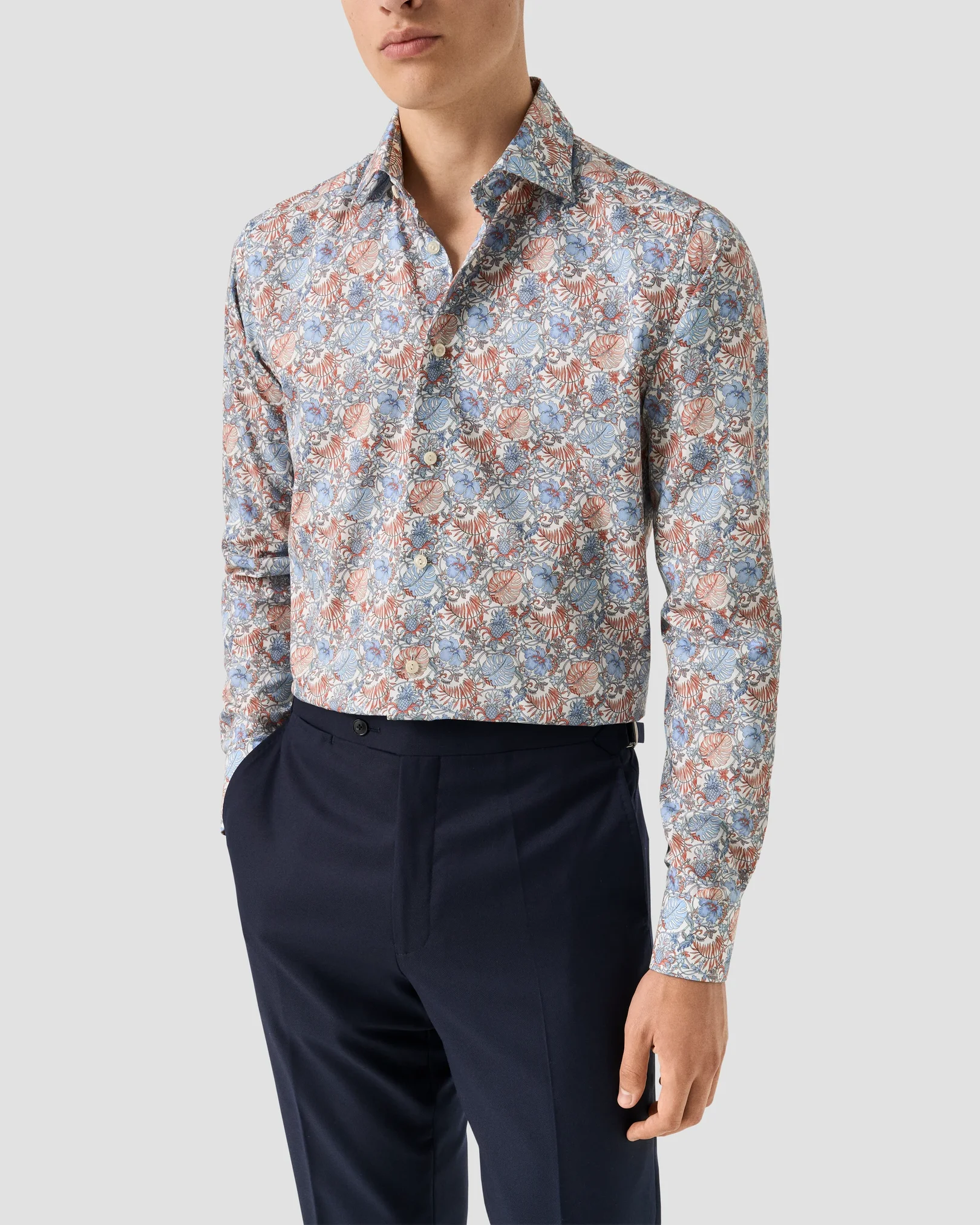 Eton - red floral signature twill shirt