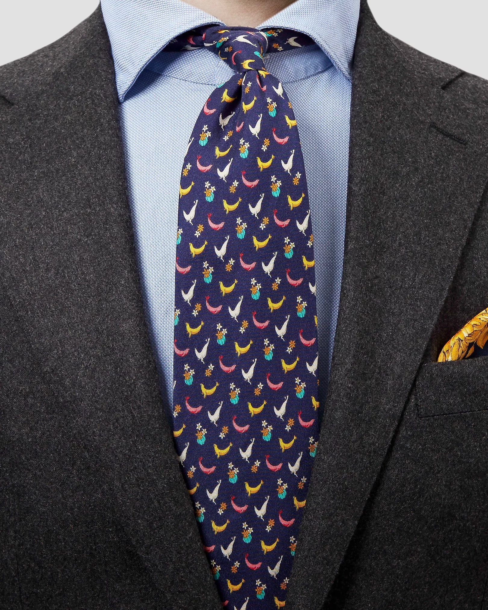 Eton - navy blue animal printed tie