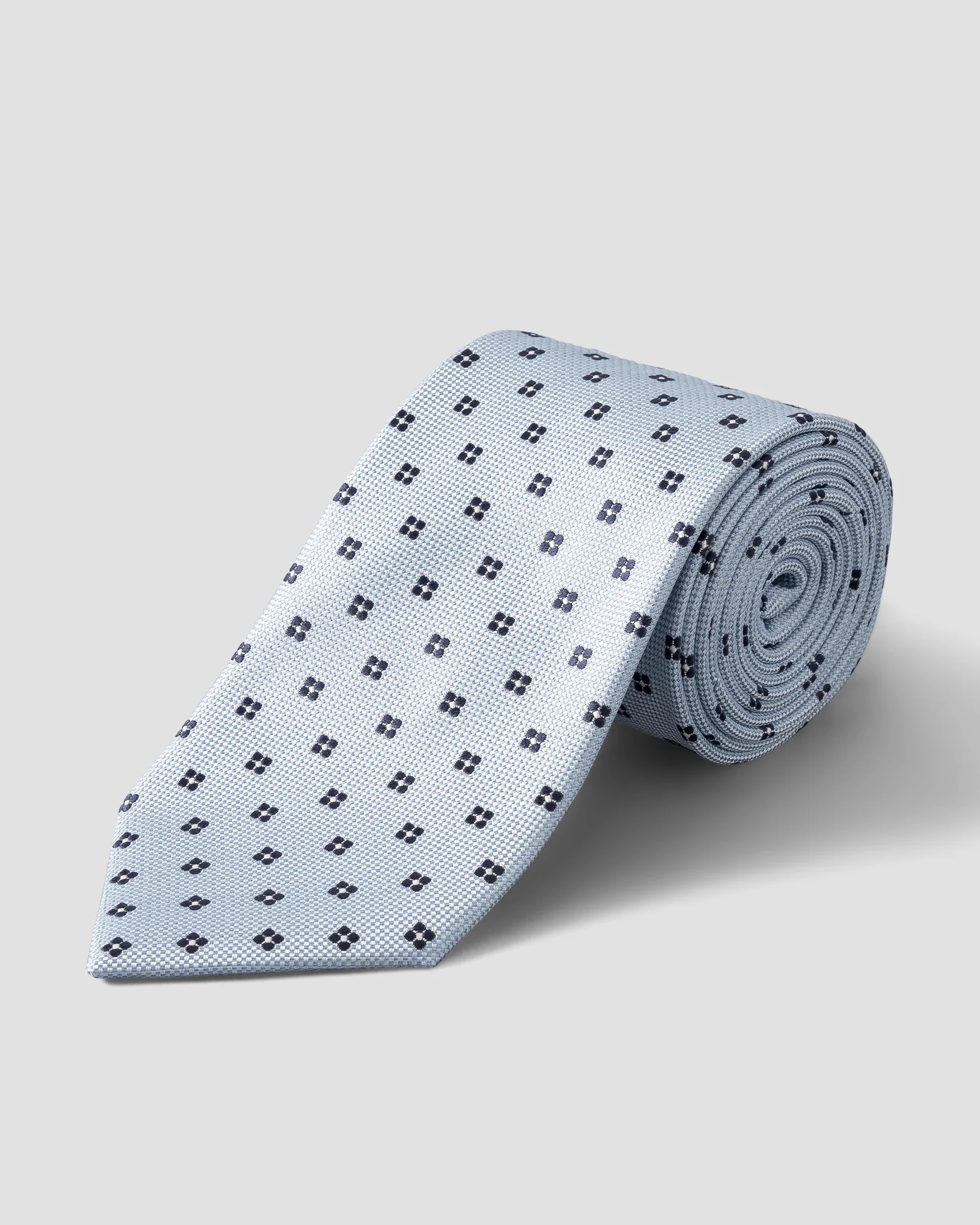 Light Blue Micro Floral Print Silk Tie