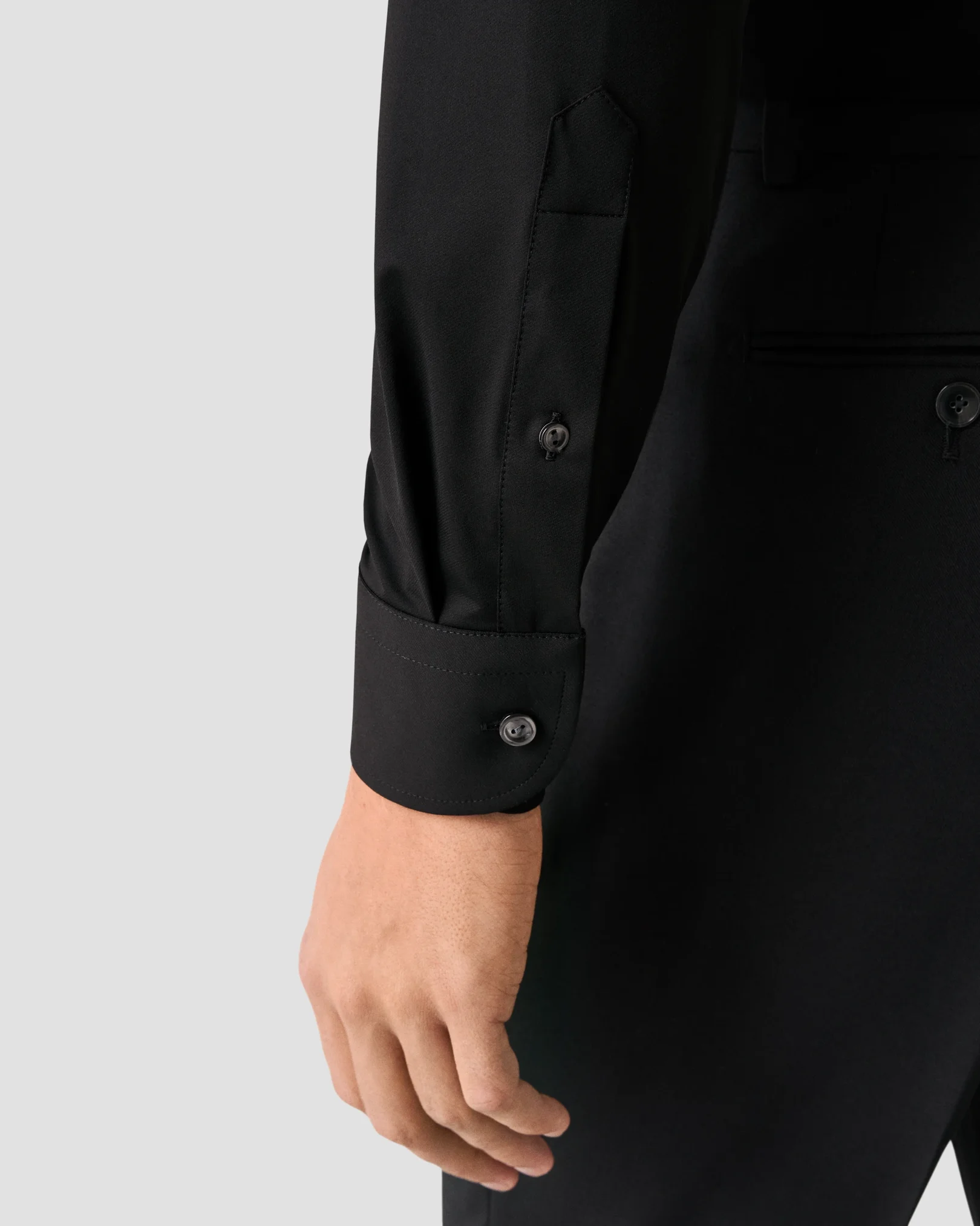 Eton - black semi solid four way stretch shirt