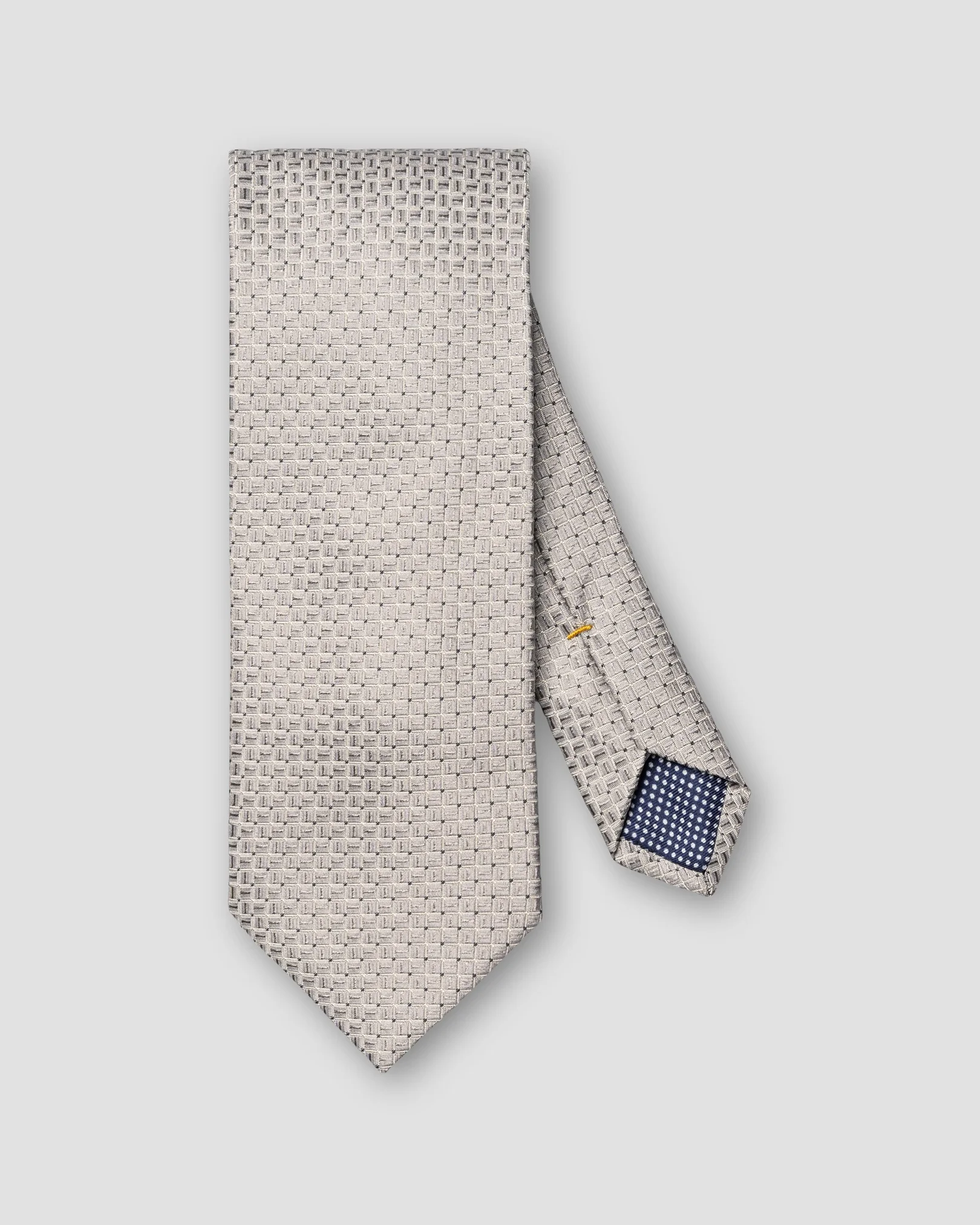 Eton - light grey micro geometrical woven silk tie