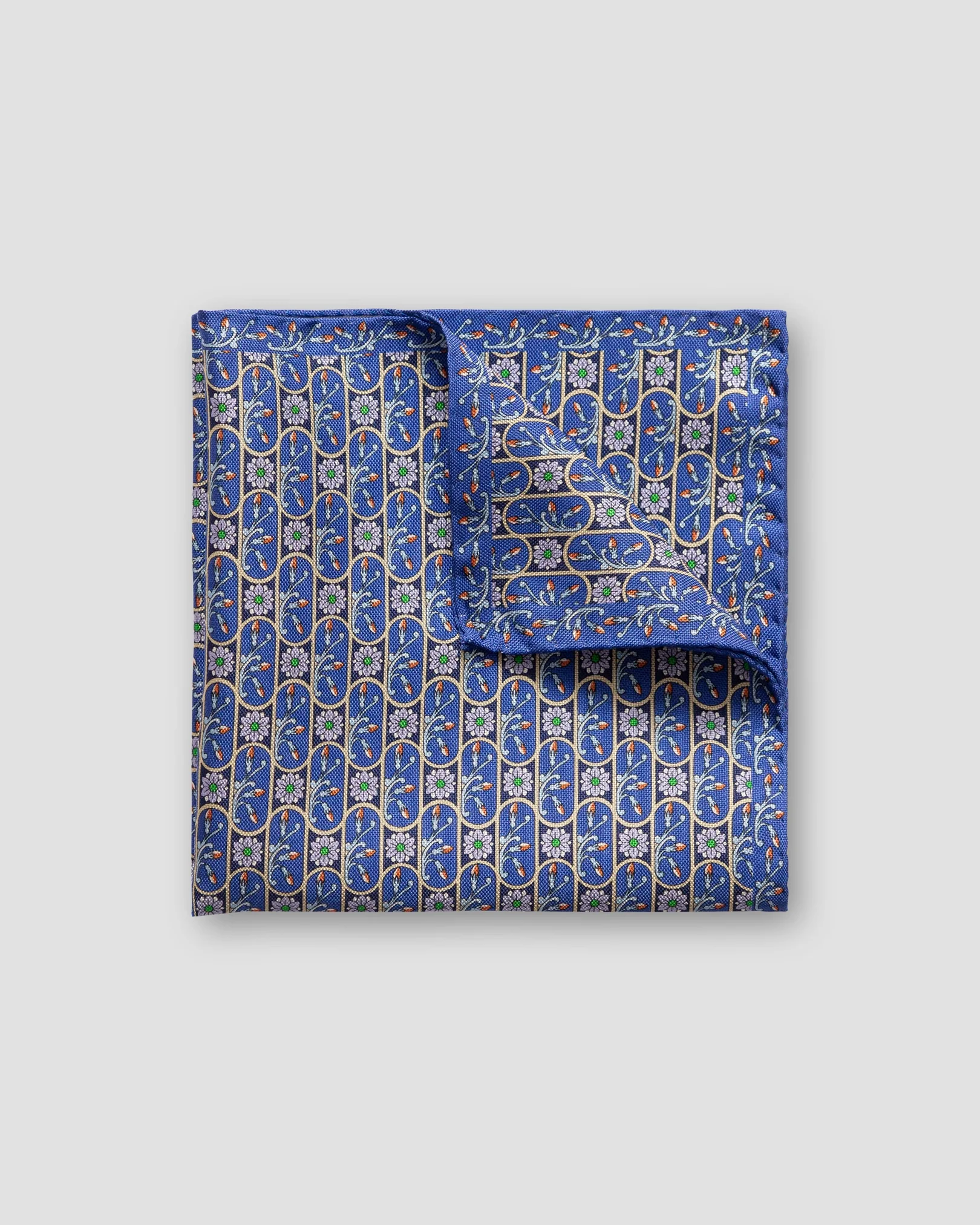 Eton - dark blue floral print silk pocket square