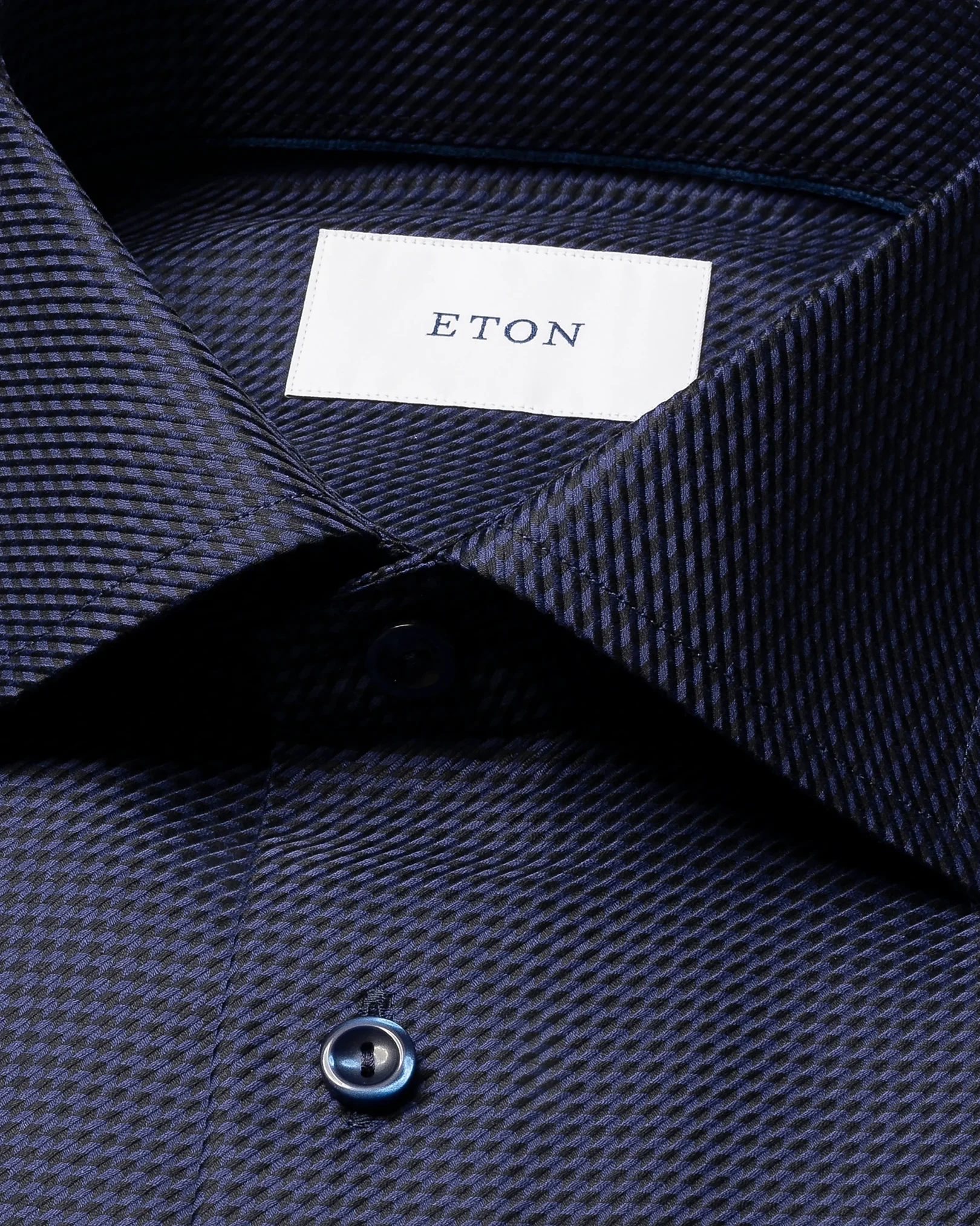 Eton - navy houndstooth king twill shirt