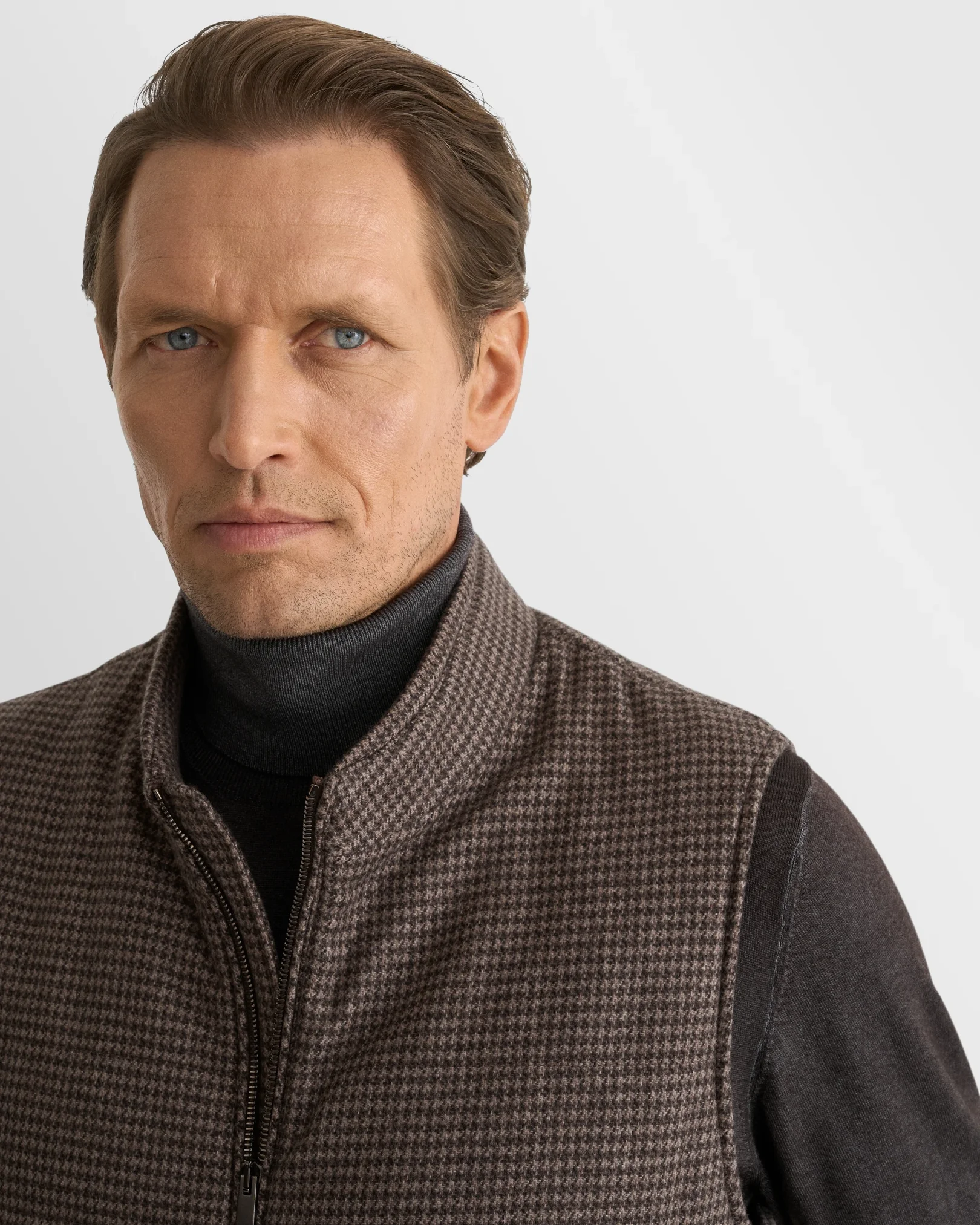 Eton - brown wool cashmere padded vest