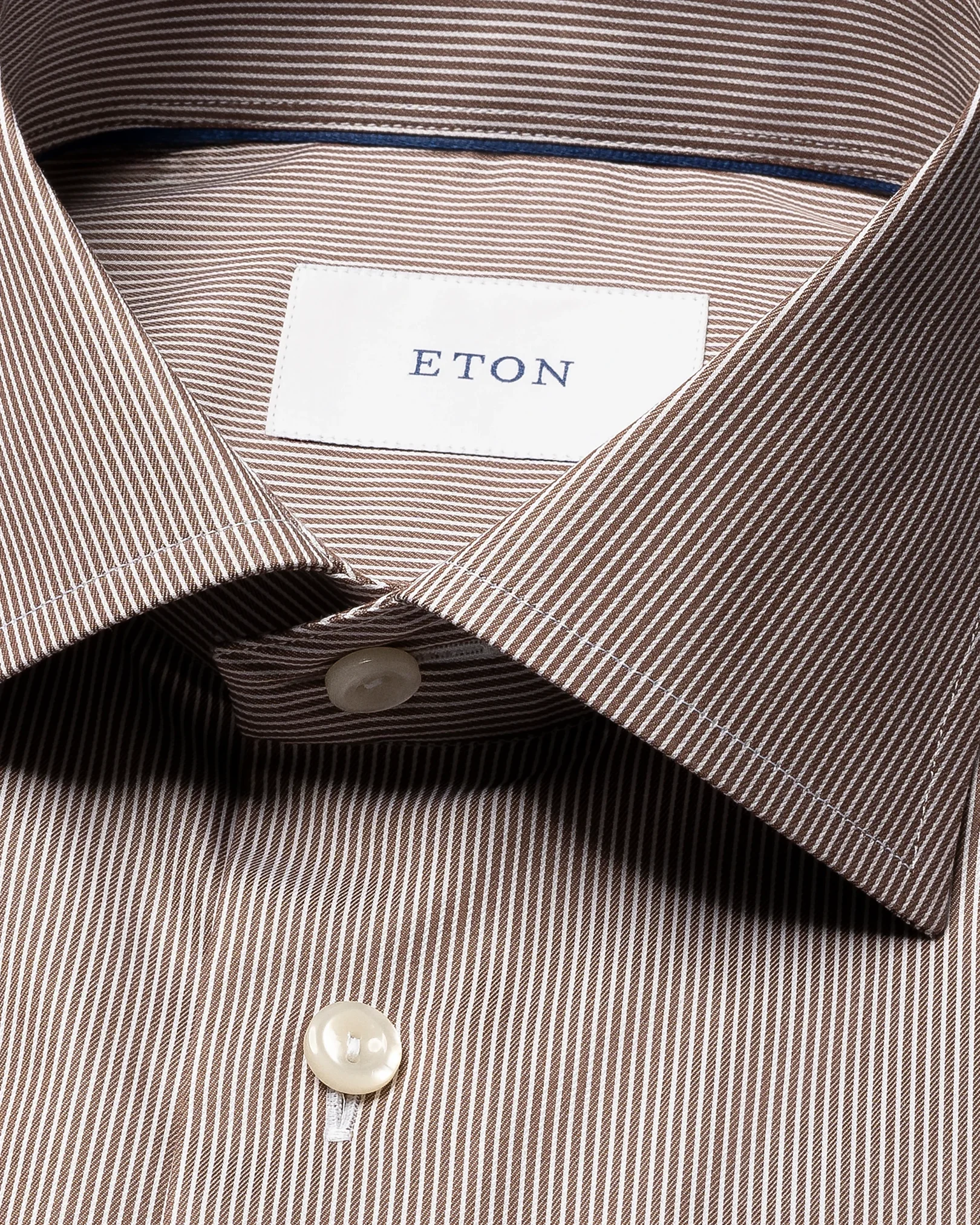 Eton - dark red striped fine twill shirt