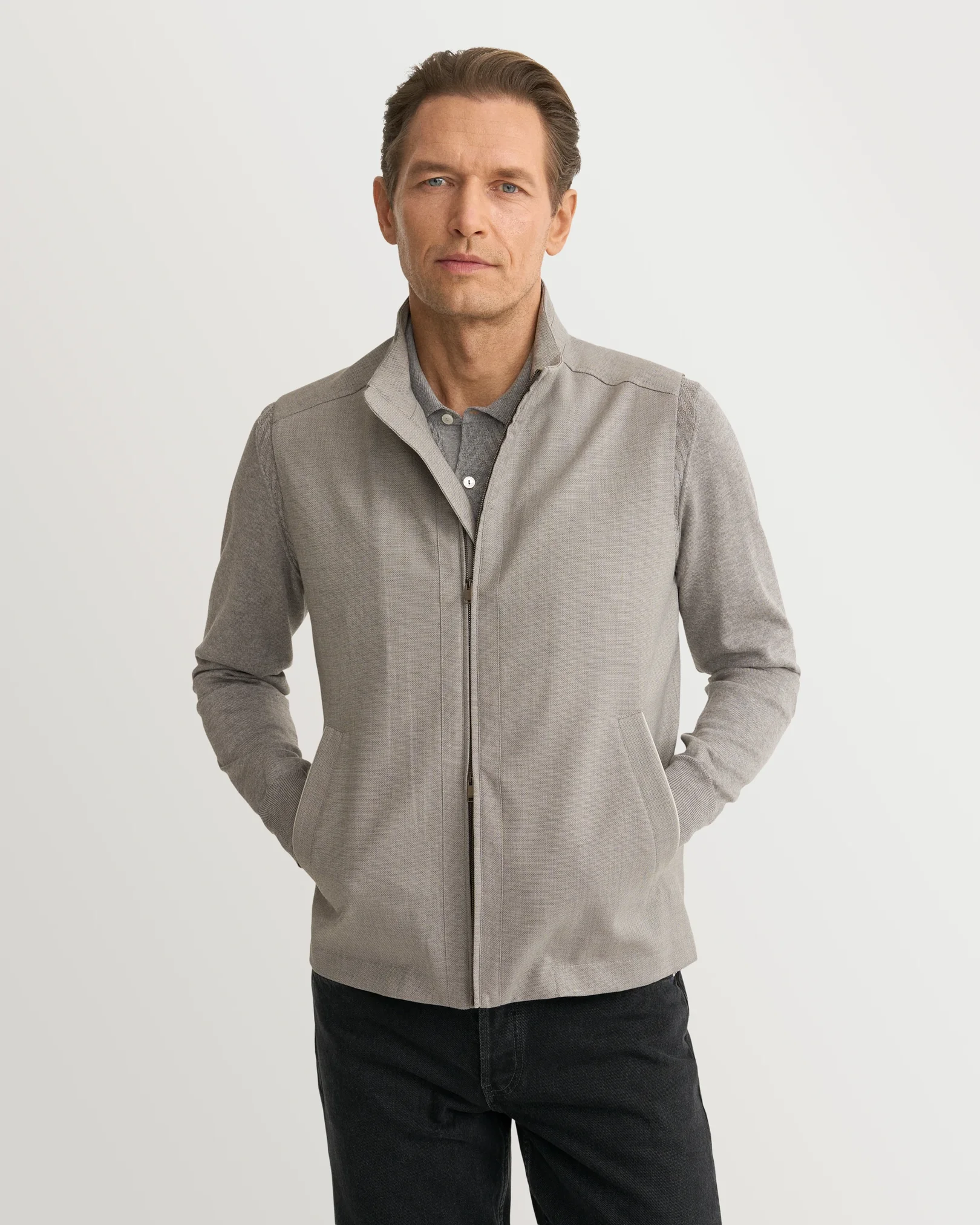 Eton - light grey lana tech hopsack vest