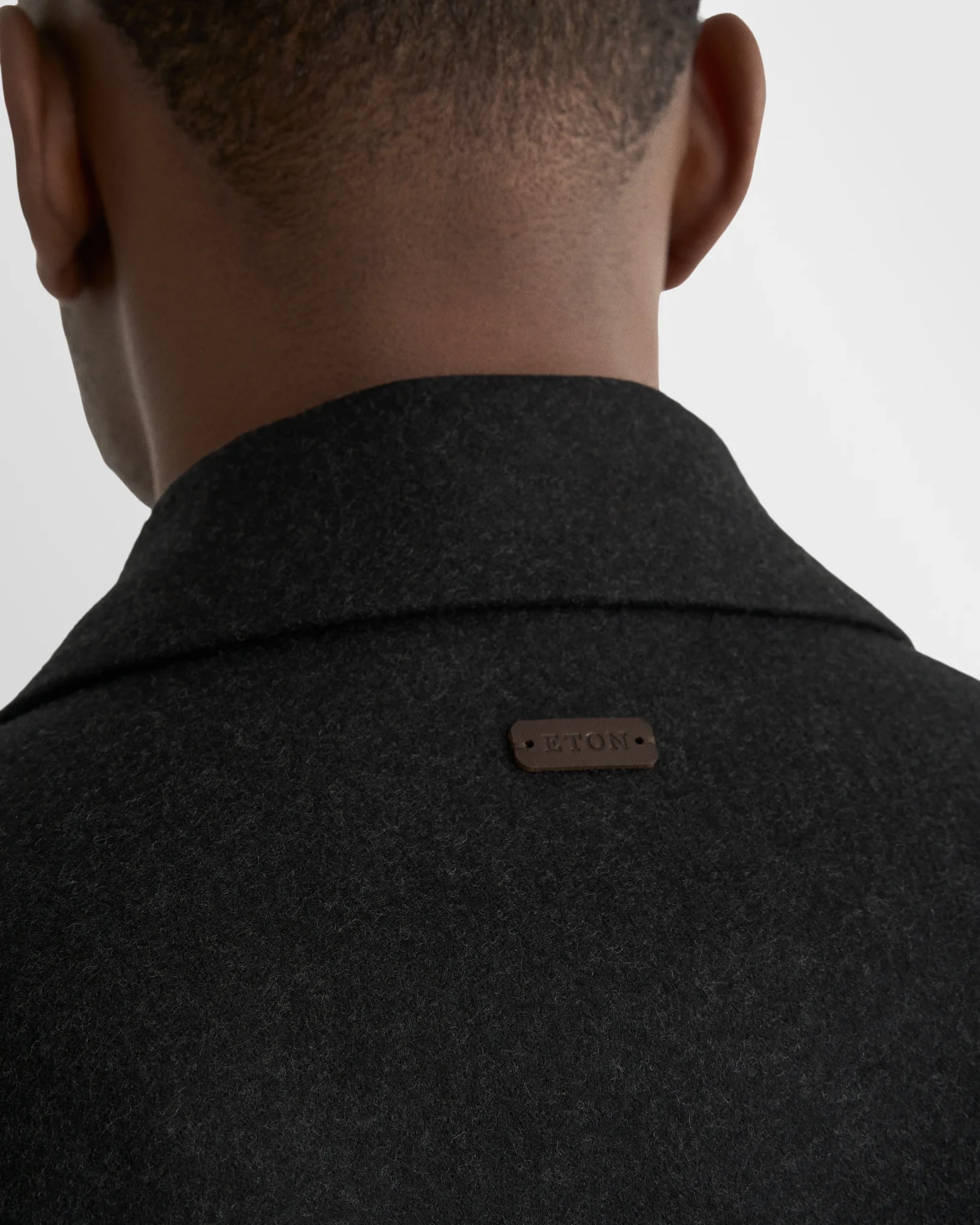 Eton - black wool harrington full zip jacket