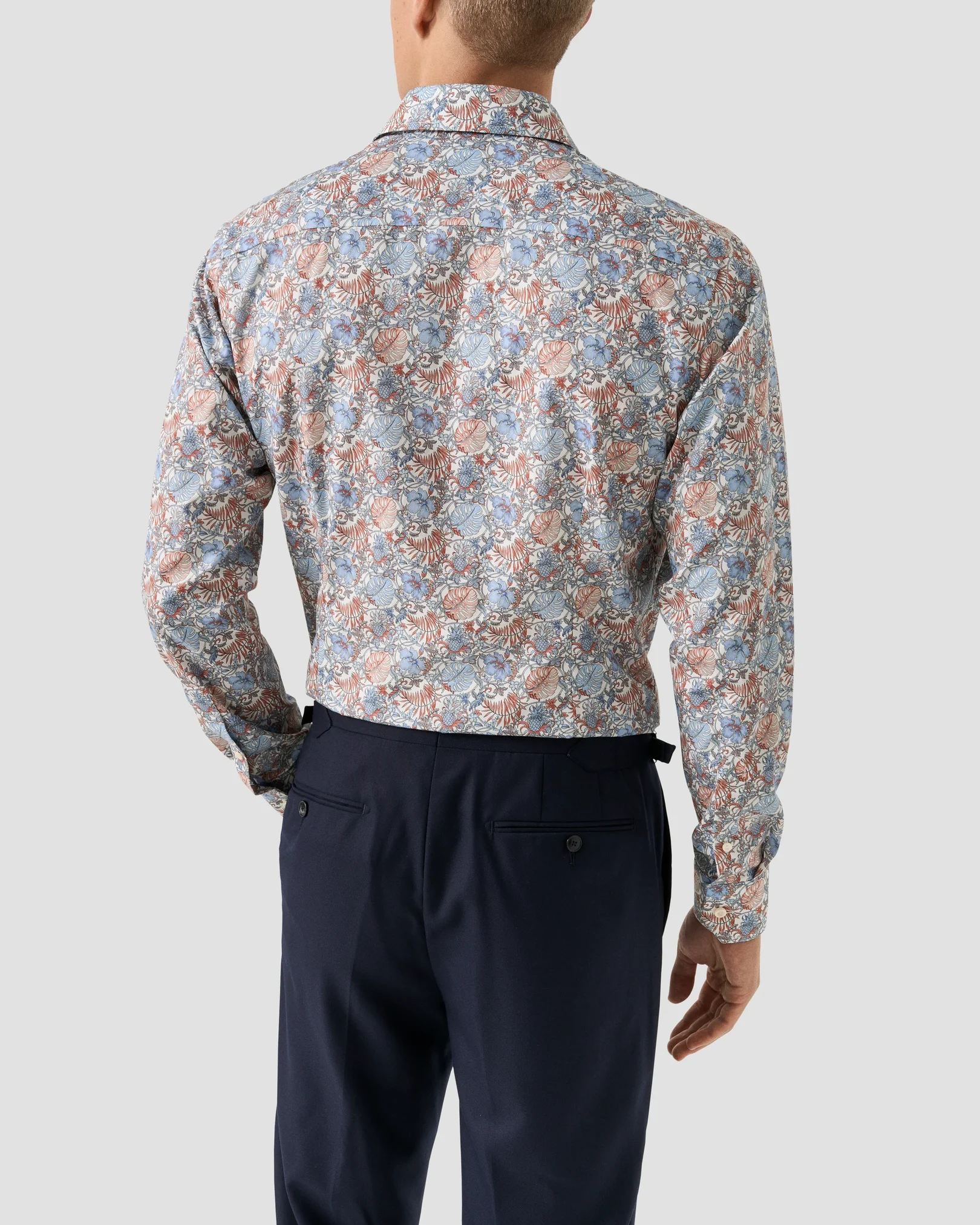 Eton - red floral signature twill shirt