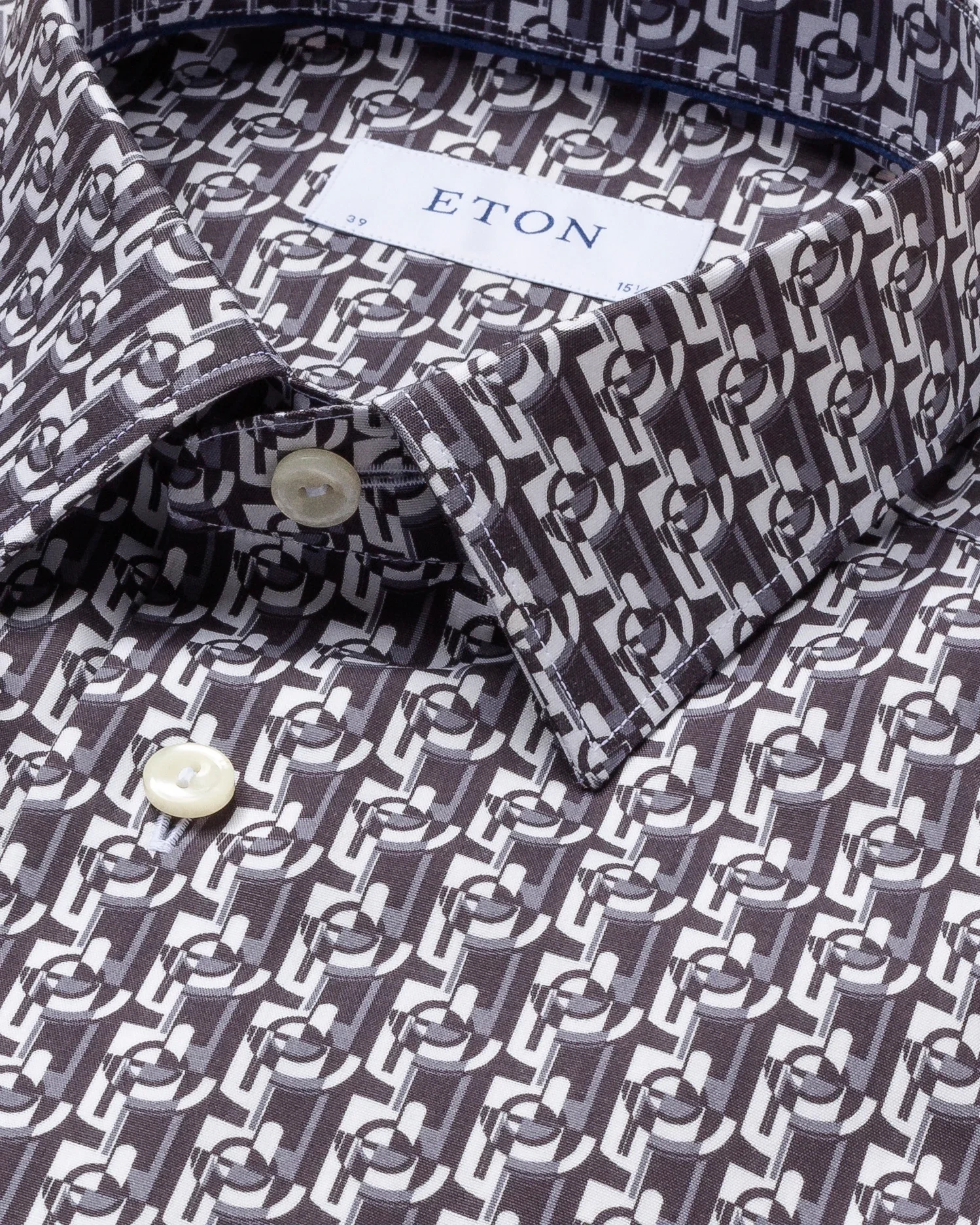 Eton - art deco geometric print poplin shirt pointed