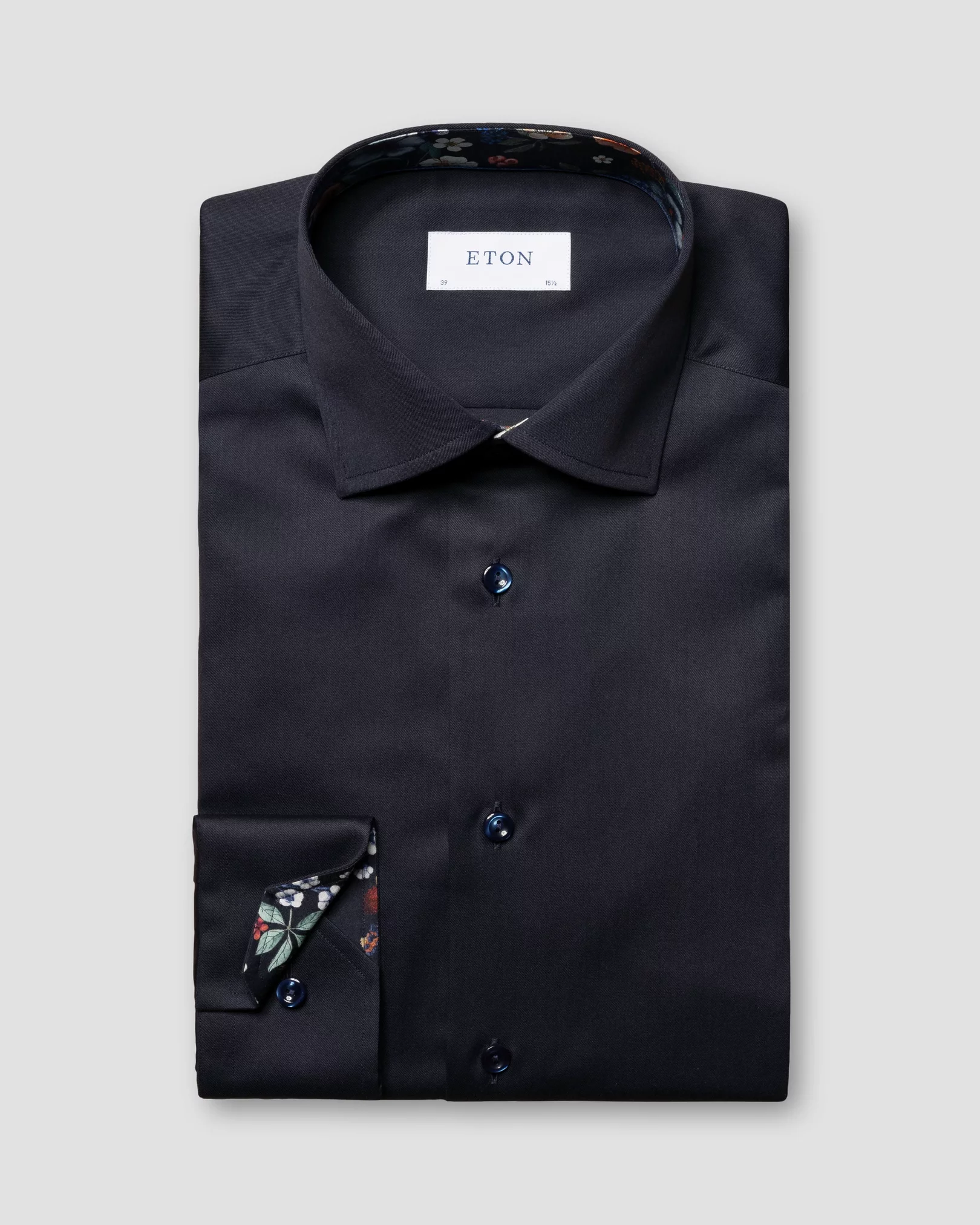 Navy Signature Twill Shirt - Floral Contrast Details