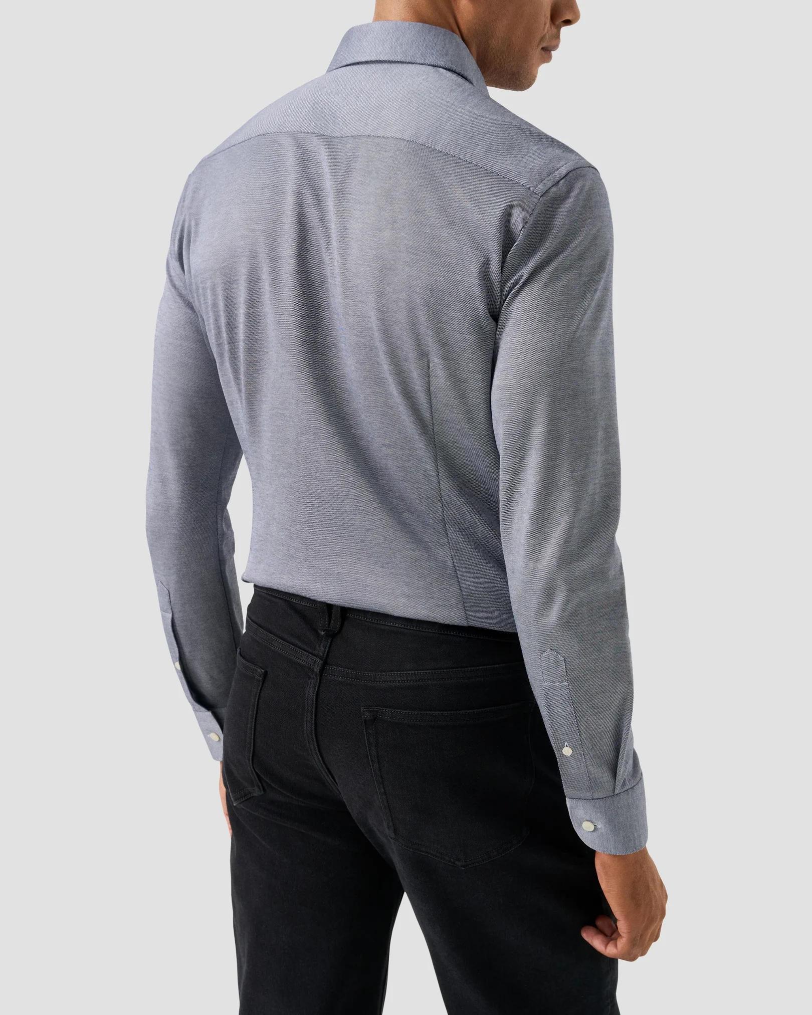 Eton - mid blue filo di scozia knit shirt 256