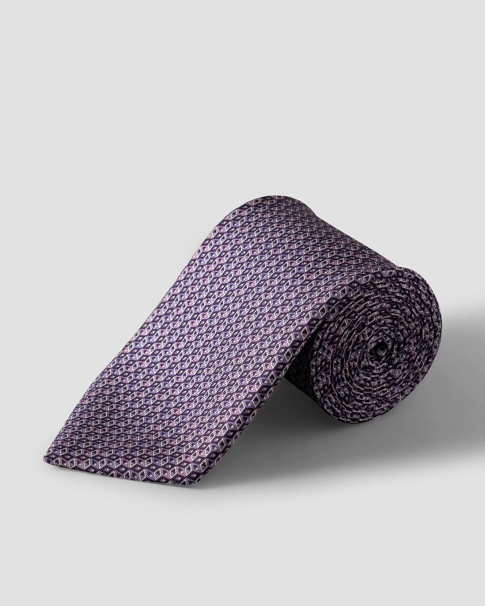 Eton - mid purple geometrical print silk tie