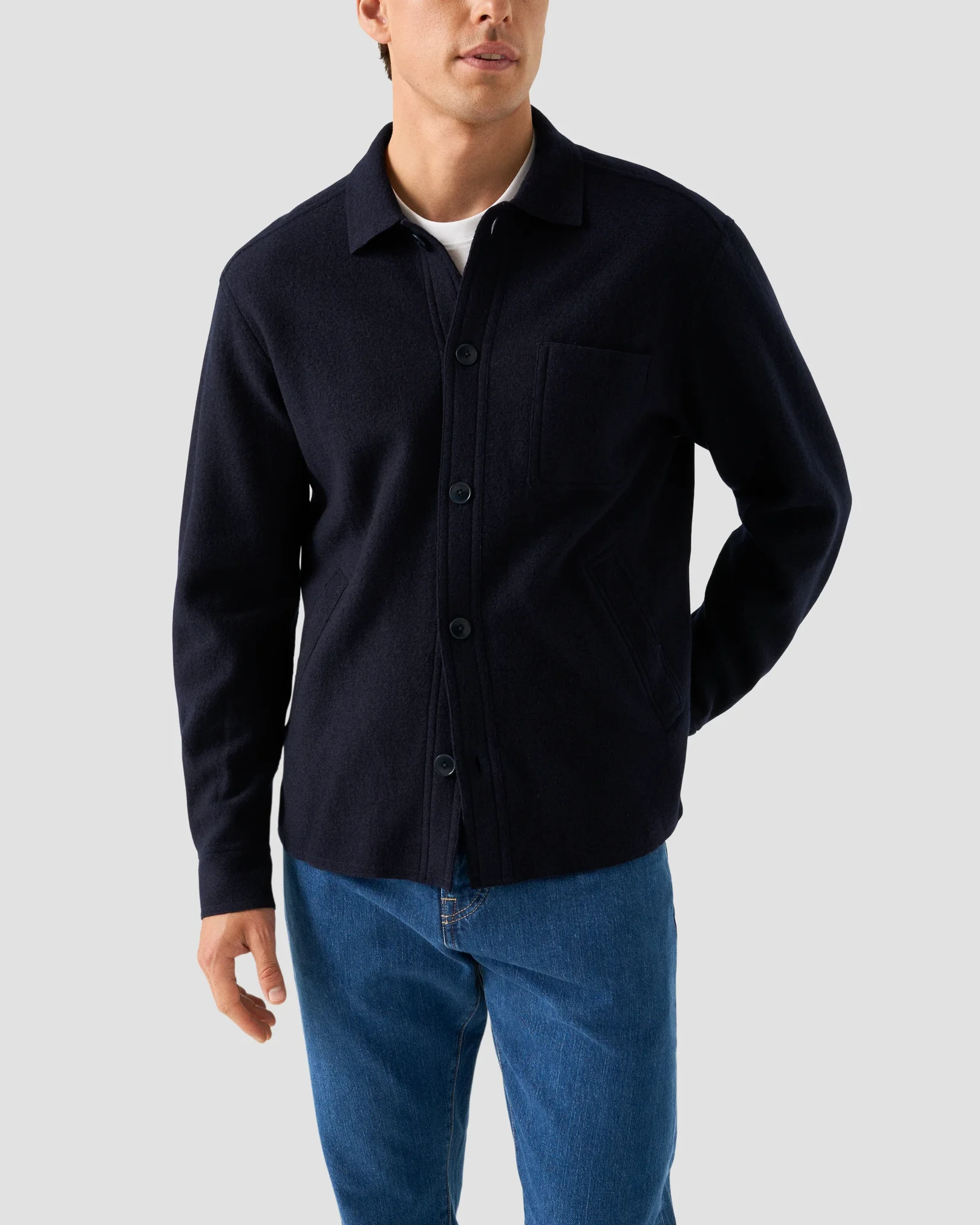 Eton - navy wool overshirt