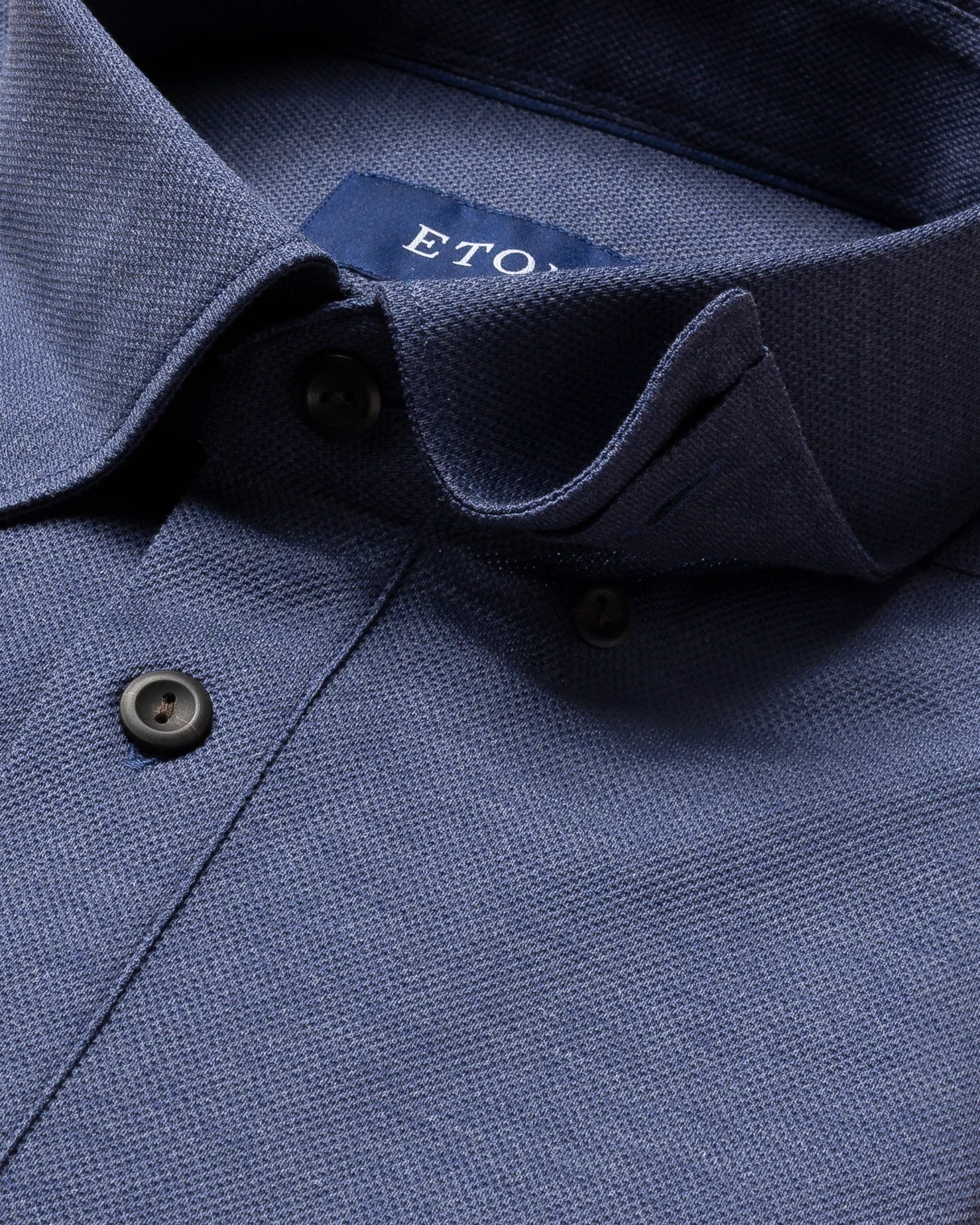 Eton - indigo blue polo shirt long sleeved