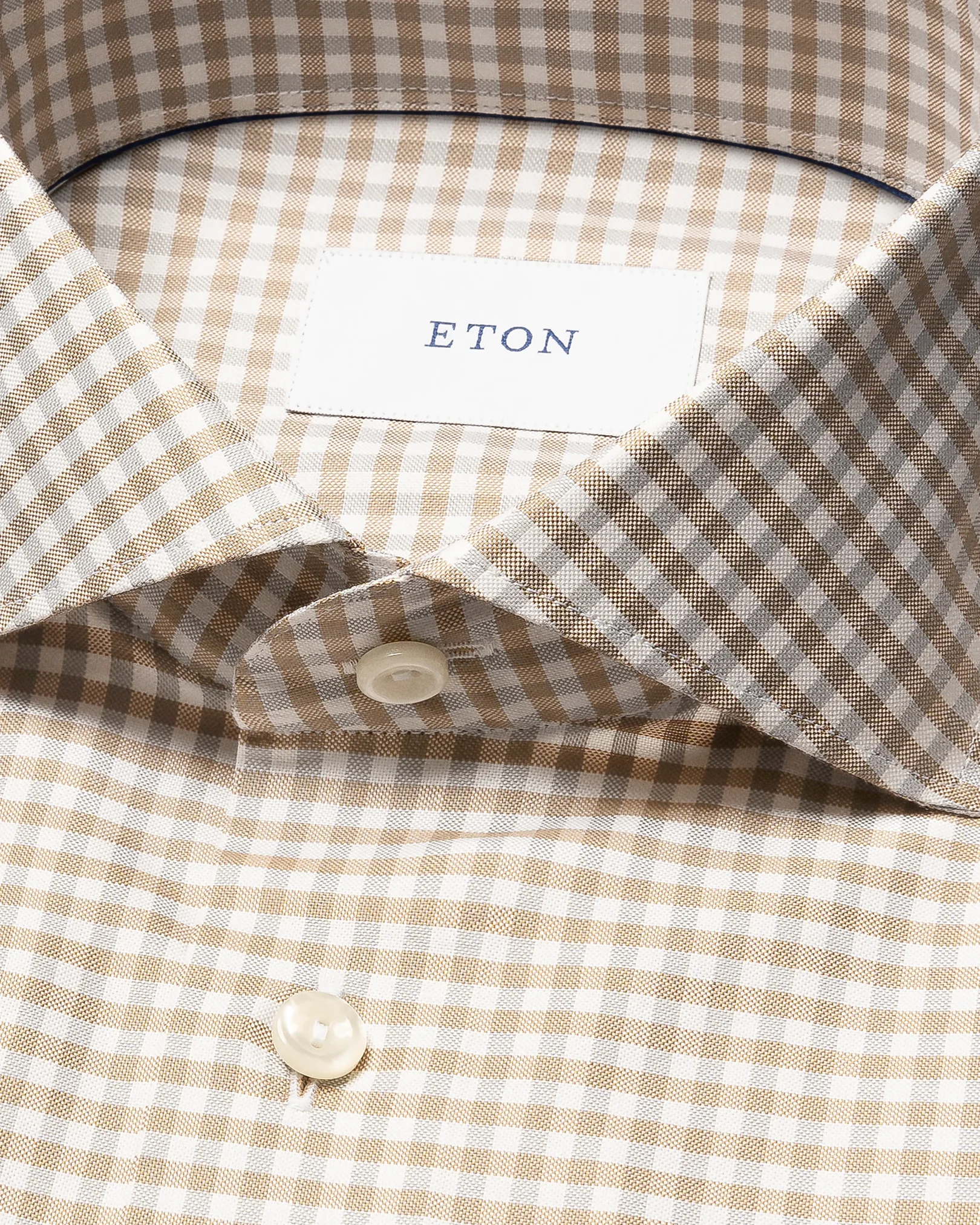 Eton - beige check signature oxford shirt wide spread