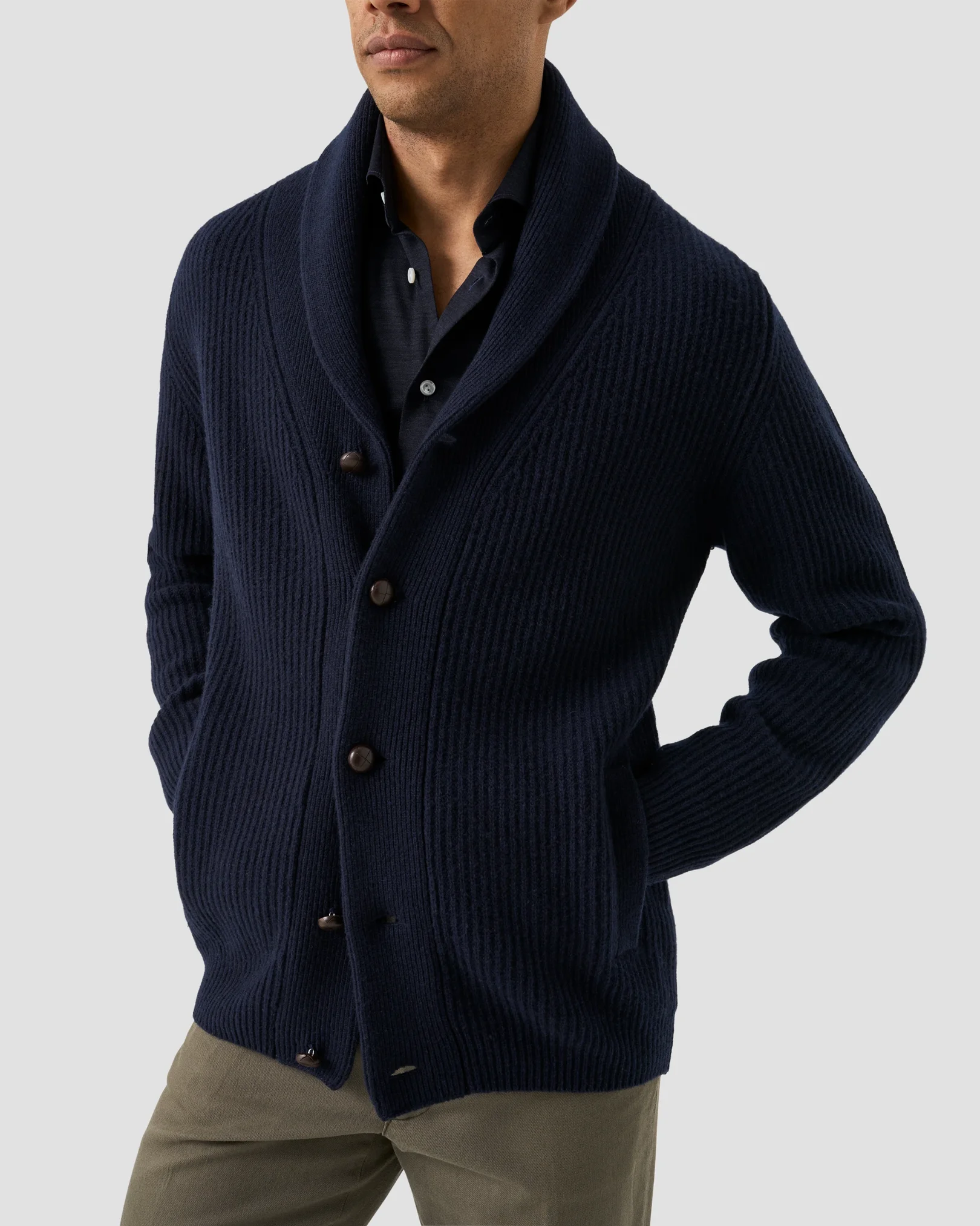 Eton - merino lyocell jersey shirt navy blue merino lyocell jersey shirt