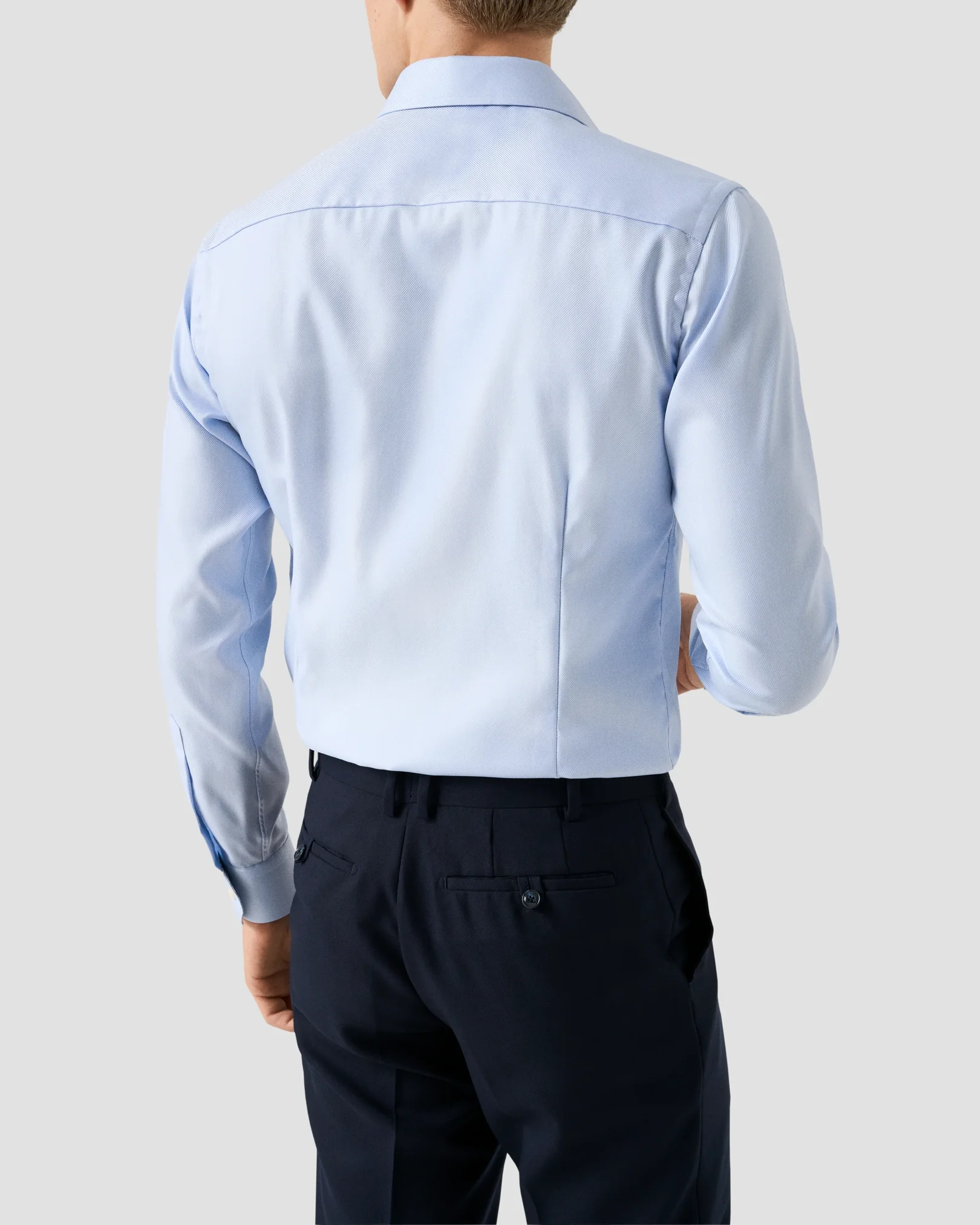 Eton - light blue geometric effect textured twill shirt