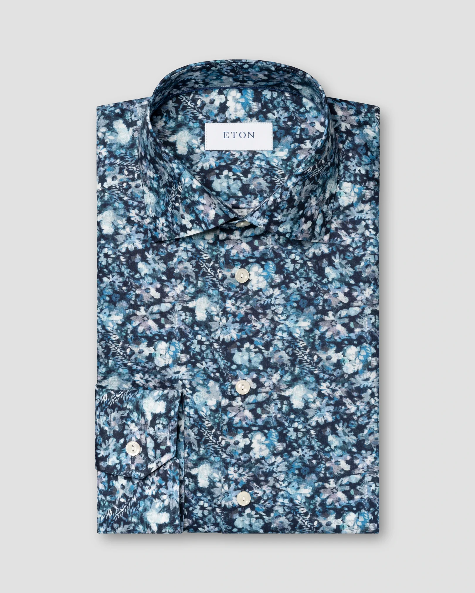 Eton - navy blue floral signature twill shirt