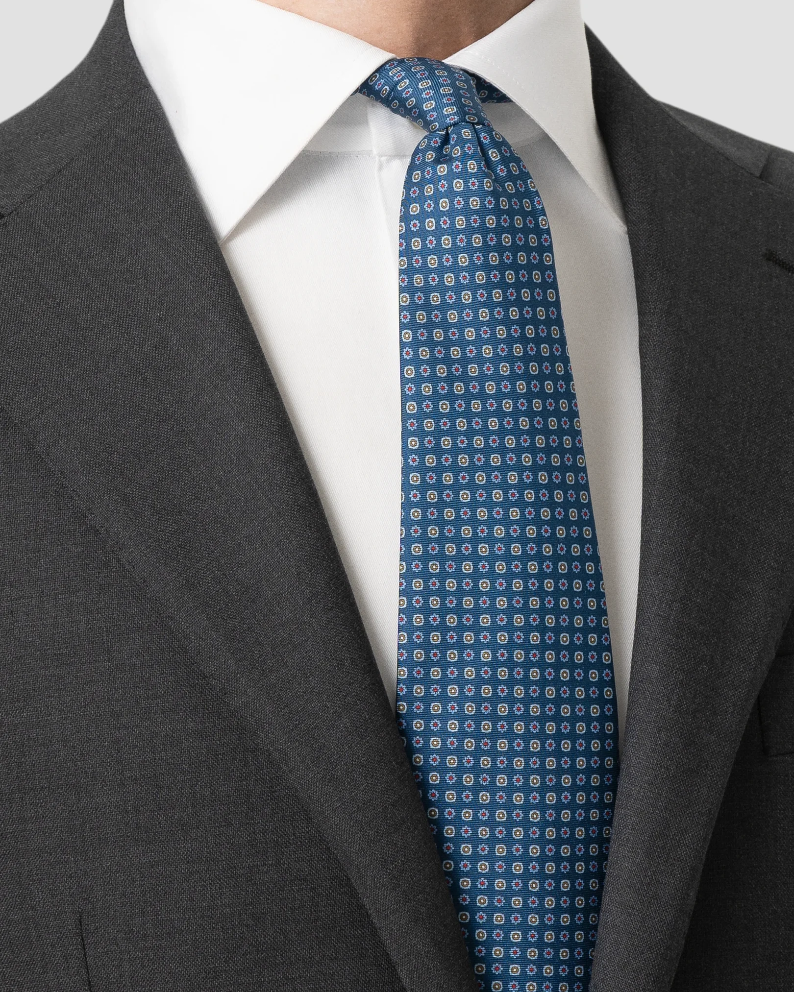 Eton - navy blue micro floral printed silk tie
