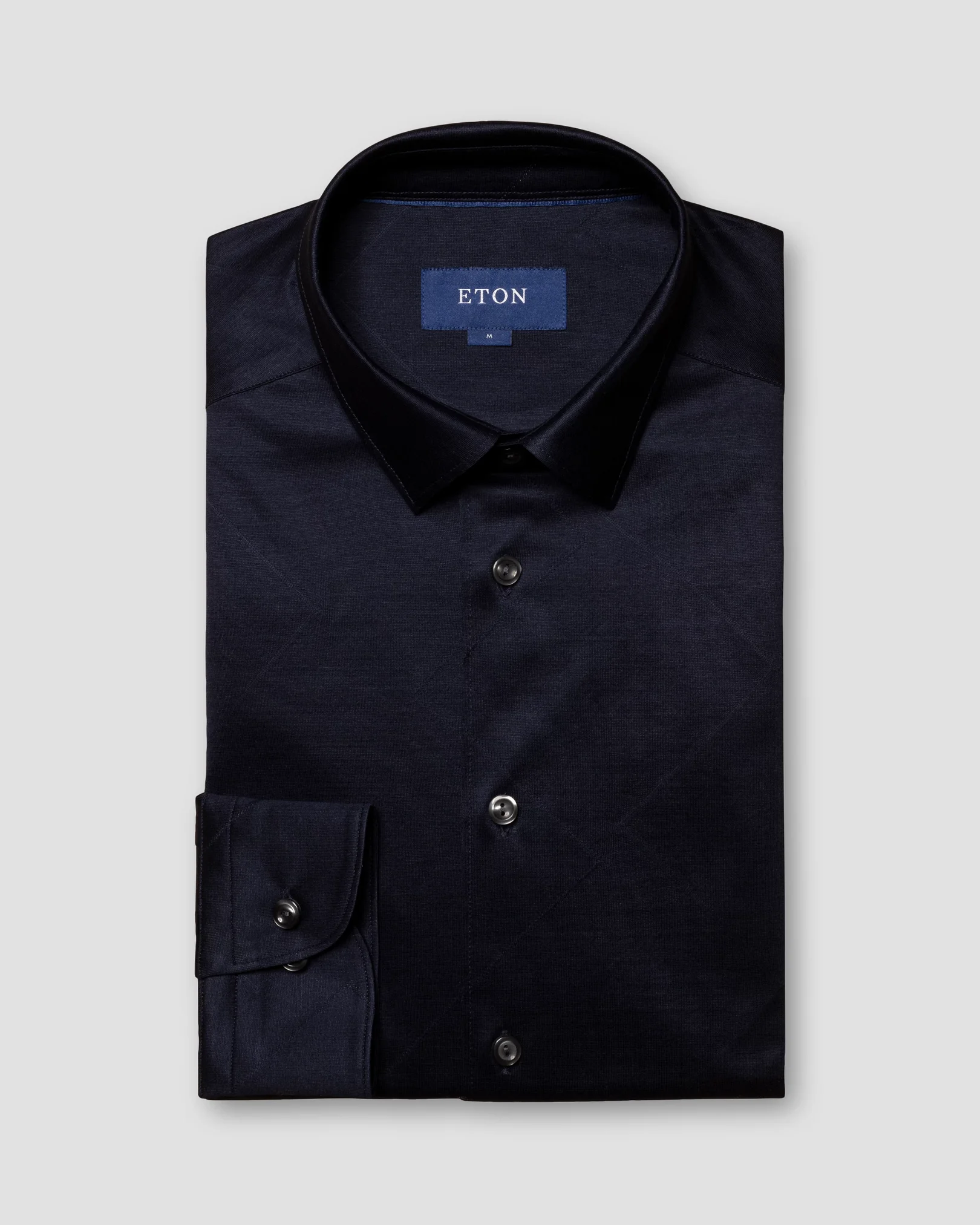 Eton - dark blue jersey shirt jacquard fil coupe