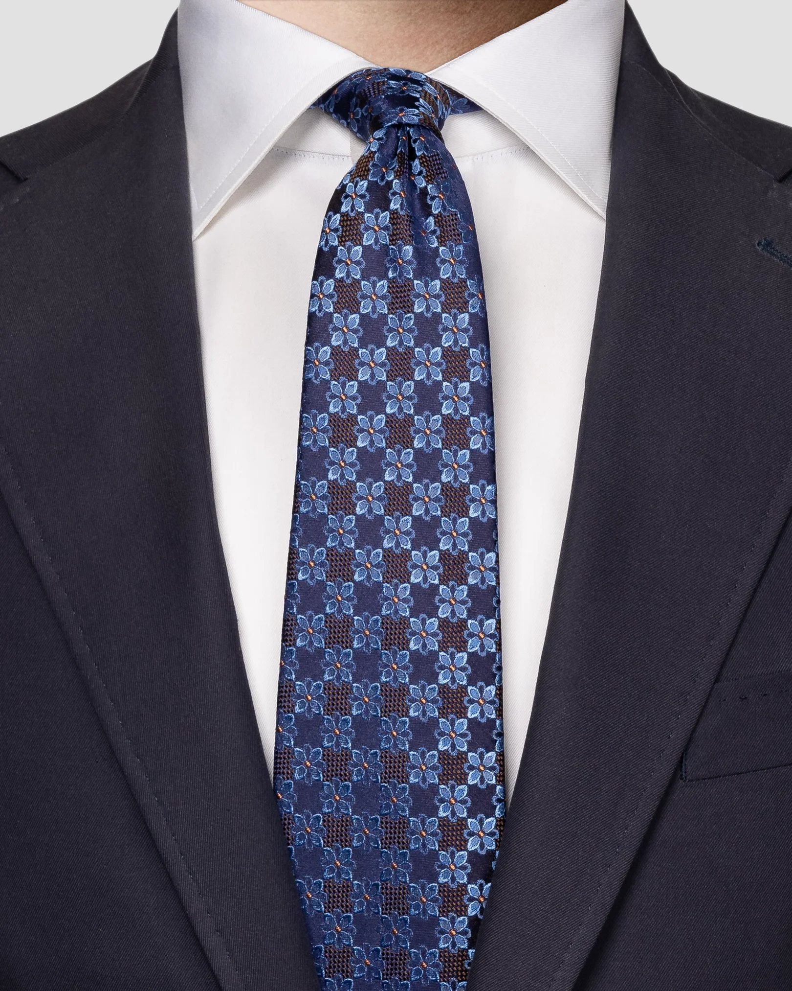 Eton - Brown Floral Woven Silk Tie