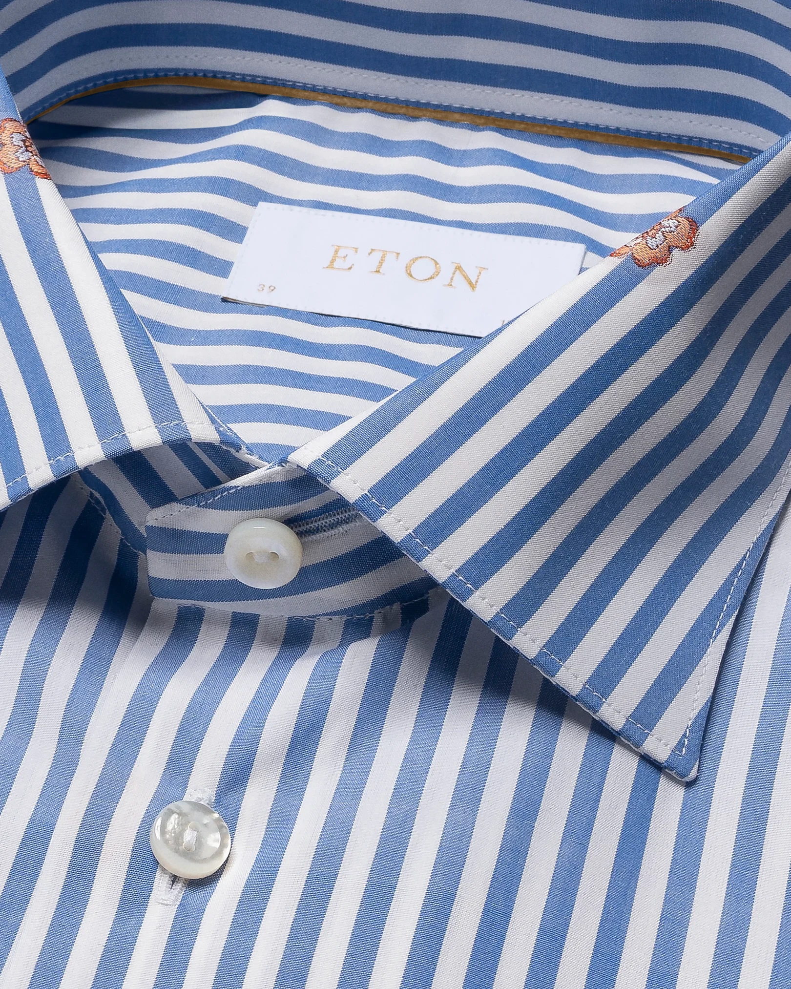 Eton - mid blue medallion striped shirt