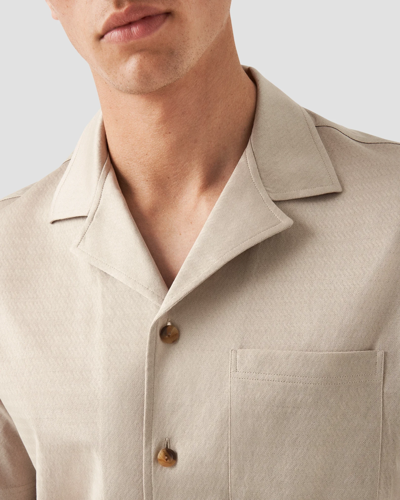 Eton - Beige Jaquard Knitted Resort Shirt