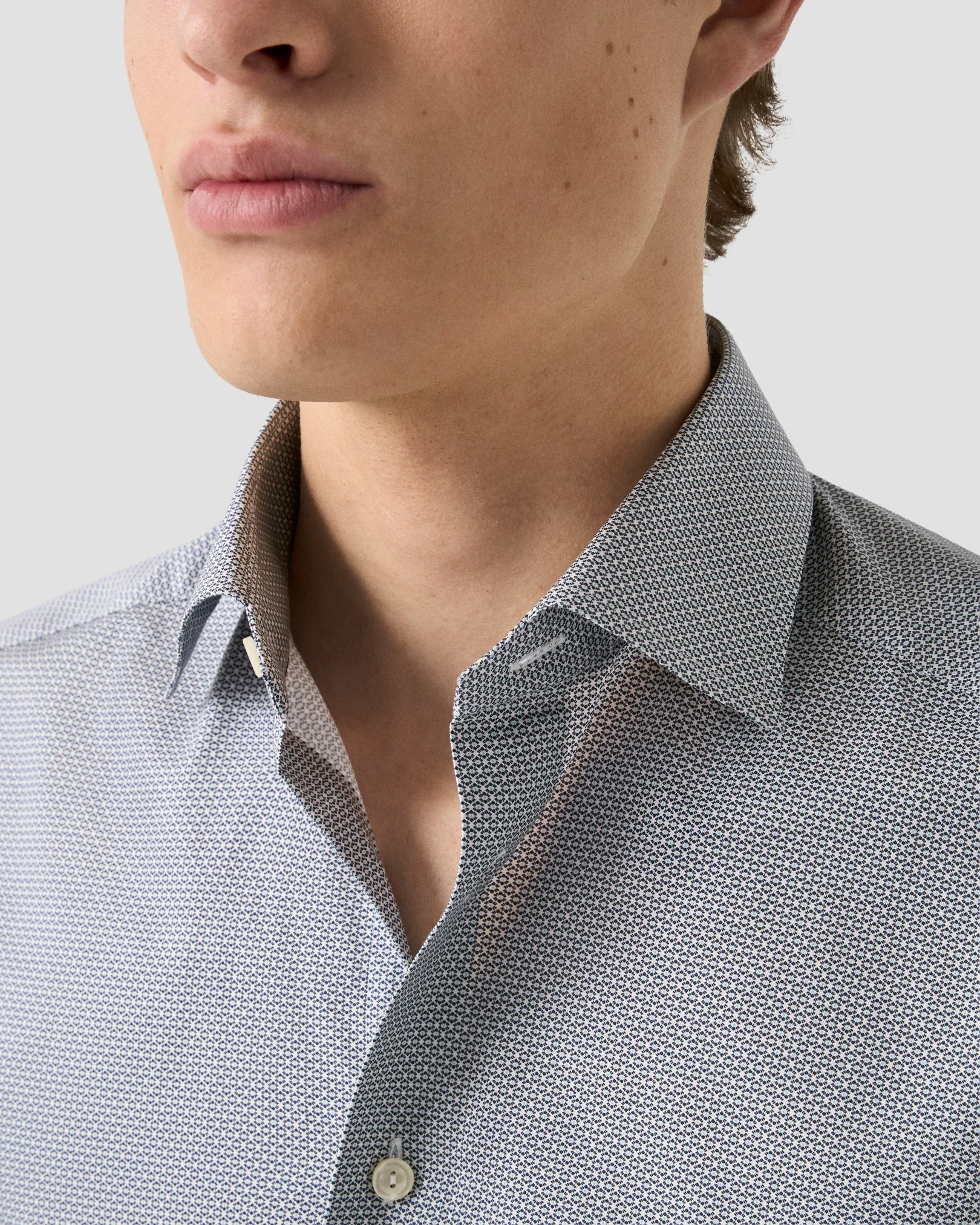 Eton - navy blue geometric signature twill shirt