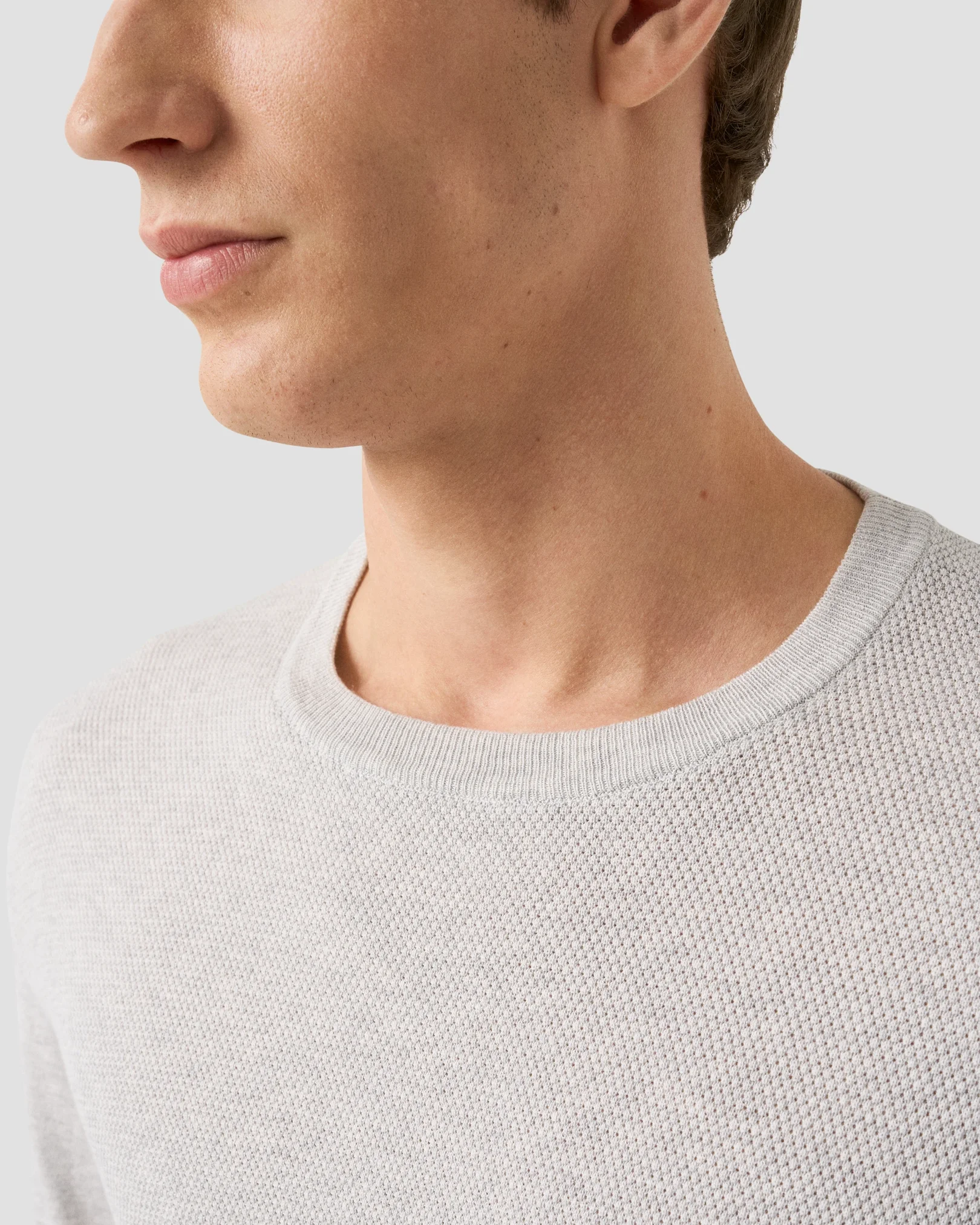 Eton - off white structured crew neck knitted t shirt