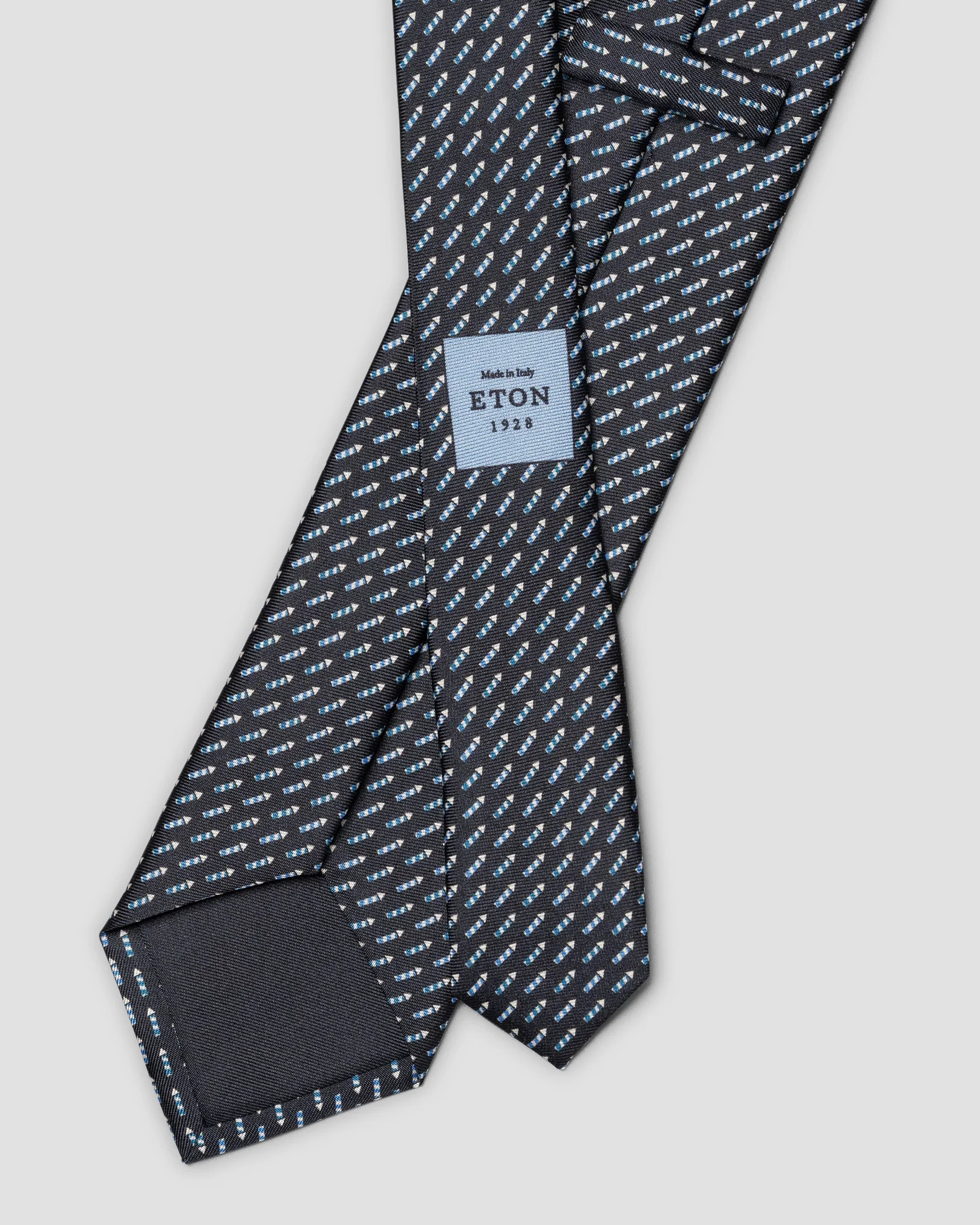 Eton - dark blue print silk tie